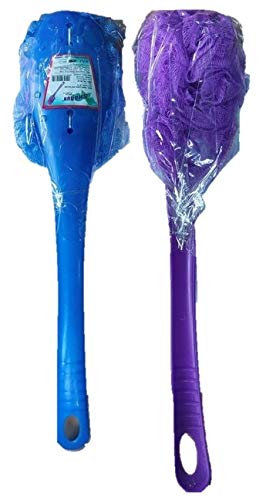 Long Handle Body Scrubber - Exfoliating Bath Brush for Men & Women, Back Scrubber with Loofah Texture, Pack of 1 (Multicolor) - Perfect for Shower, Spa & Deep Cleansing at Home