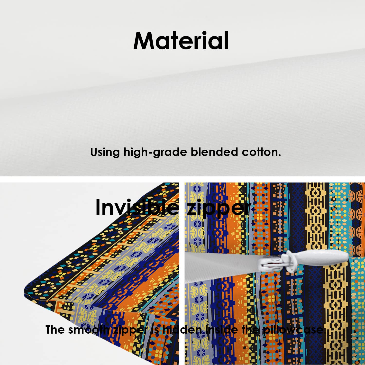 Batmerry Traditional Ethnic Pillow Covers Set of 2 - 12x20 Inch Boho Abstract Print Square Throw Pillows for Sofa & Bed Decor | Double Sided Decorative Cushion Covers | Perfect for Bohemian, Farmhouse & Eclectic Home Styling