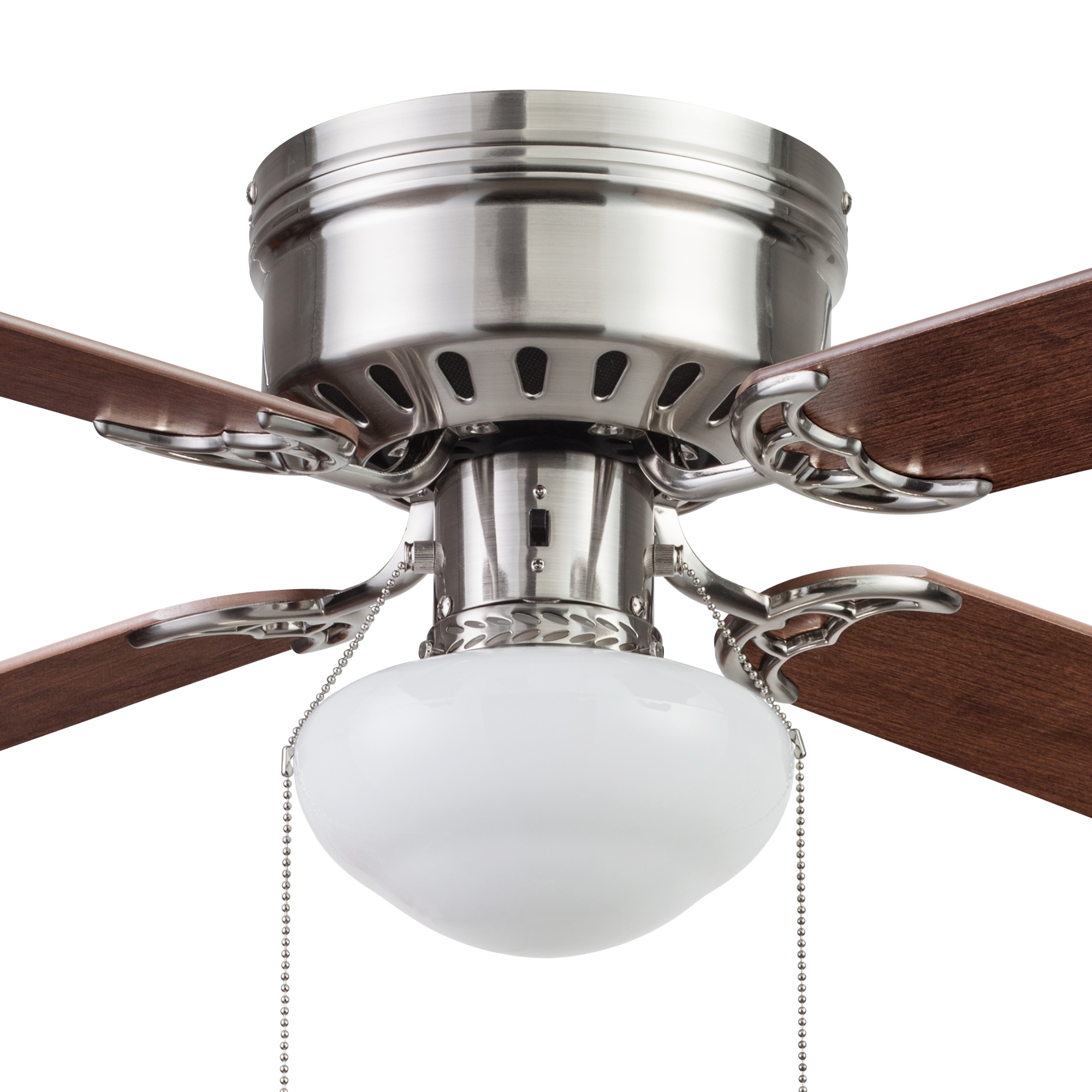 42 Inch Cherry Hill Brushed Nickel Ceiling Fan with Pull Chain - Perfect for Living Room, Bedroom, and Office Cooling & Air Circulation