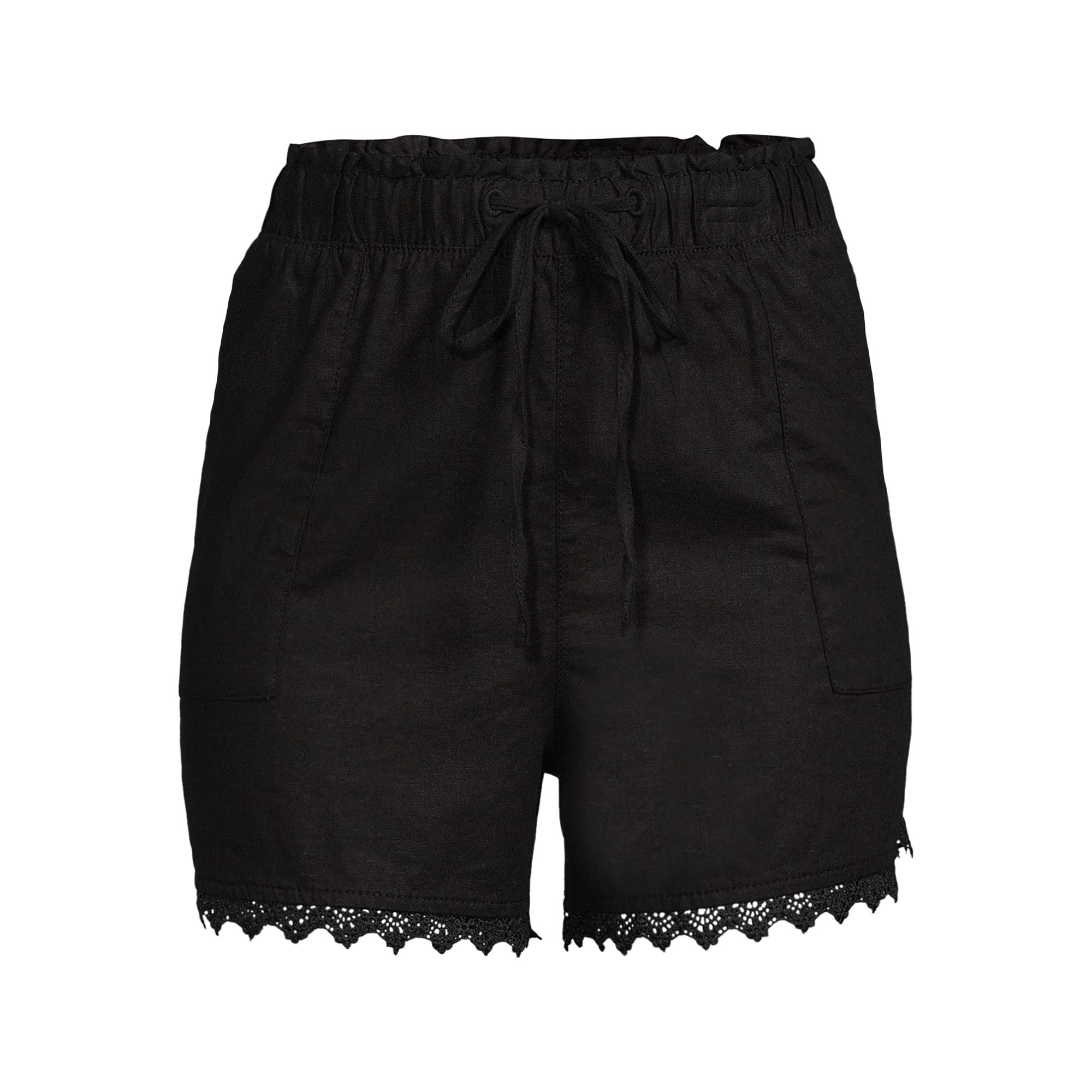 Time and Tru Women's Linen Shorts - Comfortable Summer Casual Shorts with Elastic Waist | Perfect for Beach, Vacation, and Everyday Wear