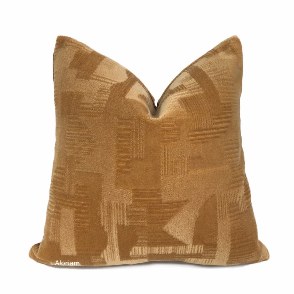 Oslow Mid Century Modern Adobe Brown Mohair Velvet Pillow Cover - Premium Brunschwig & Fils Fabric - Luxury Home Decor for Living Room Sofa & Bed