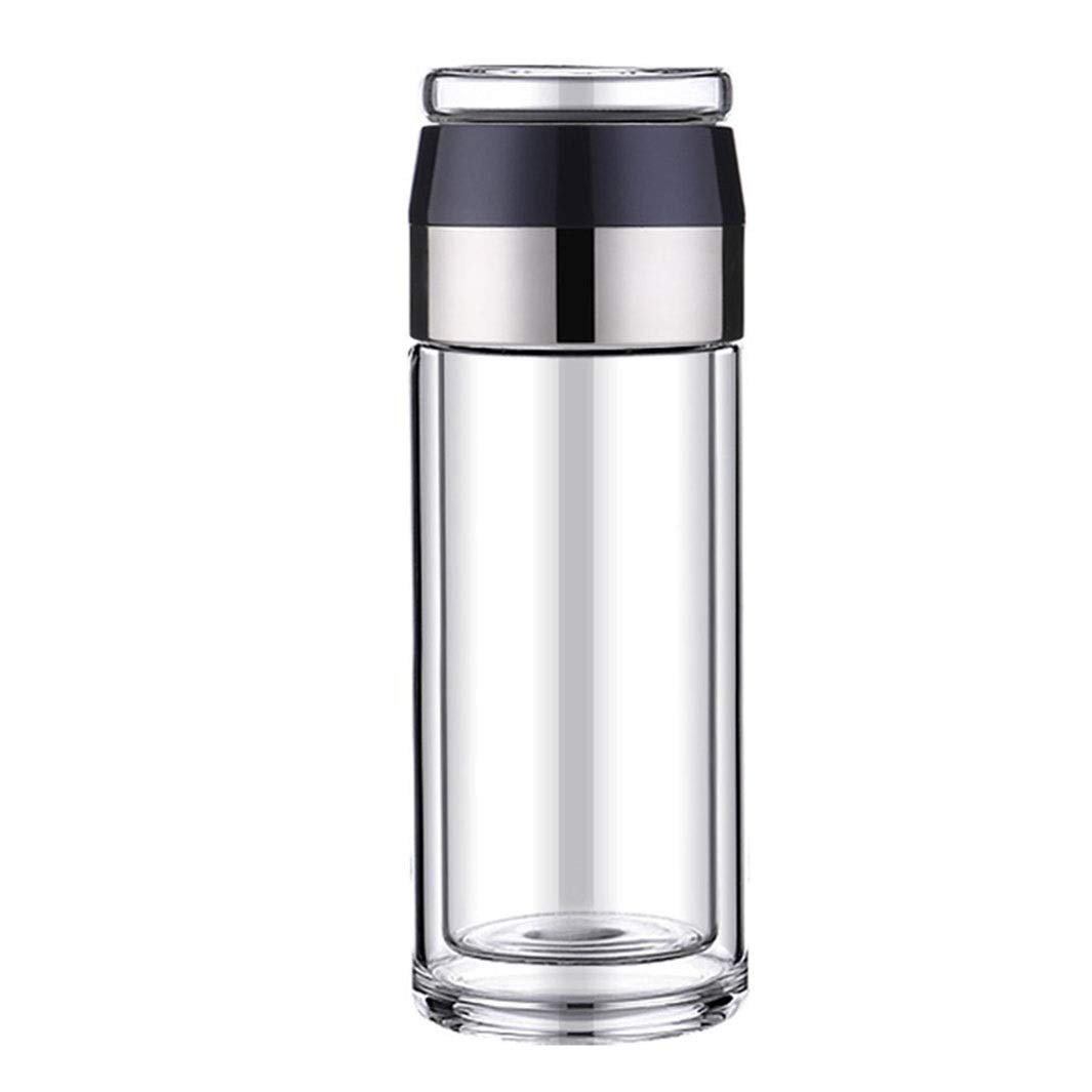 Premium 10Oz Double Wall Glass Tea Mug with Infuser & Lid - Insulated Tea Bottle with Tea/Water Separation - Perfect for Home, Office & Travel - BPA-Free (Color: Type1)