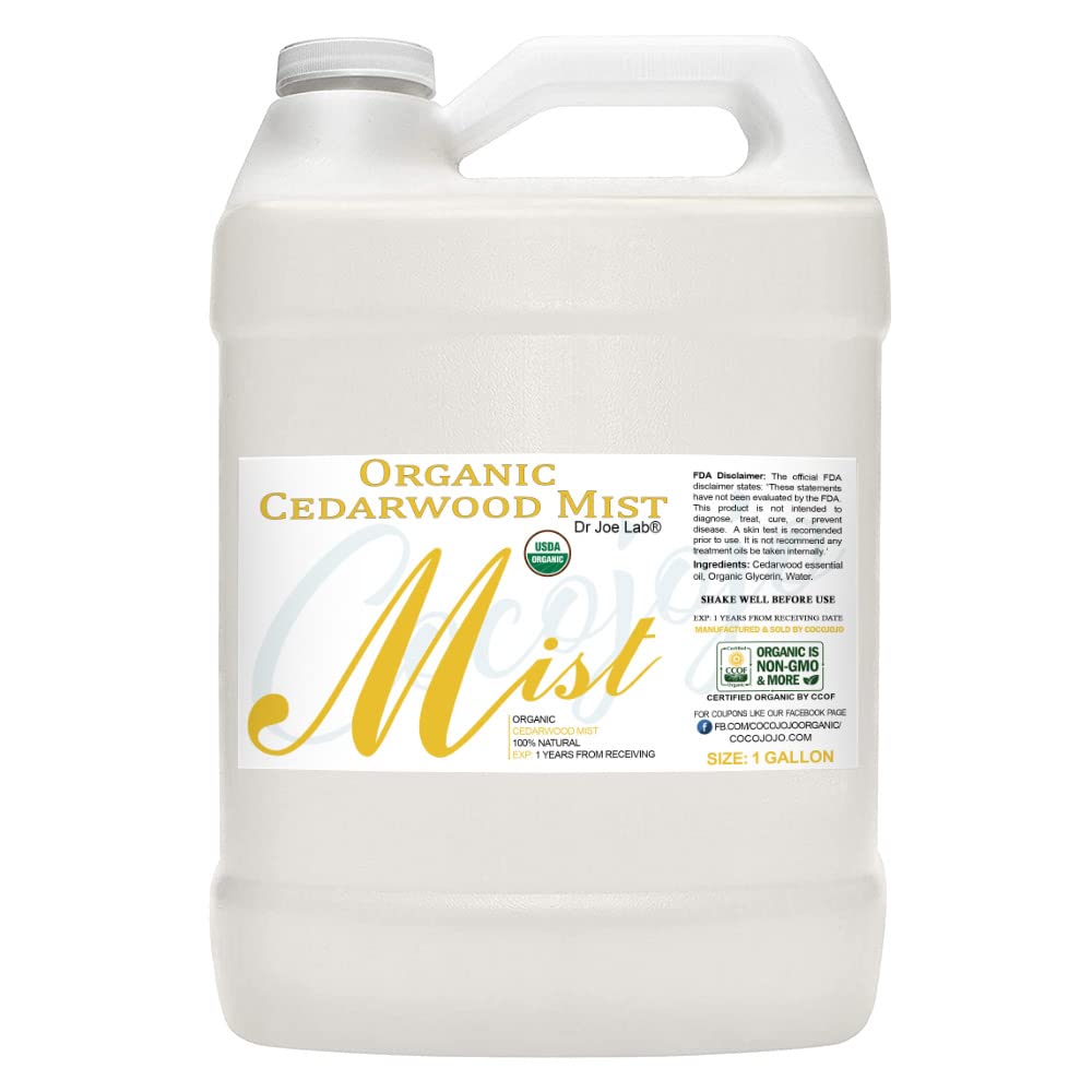 Organic Cedarwood Mist for Skincare - Hydrating Face & Body Spray for Sensitive & Dry Skin - Relaxing Aromatherapy with Pure Cedarwood Essential Oil & Glycerin - Perfect for Home Spa, Yoga & Stress Relief (1 Gallon)