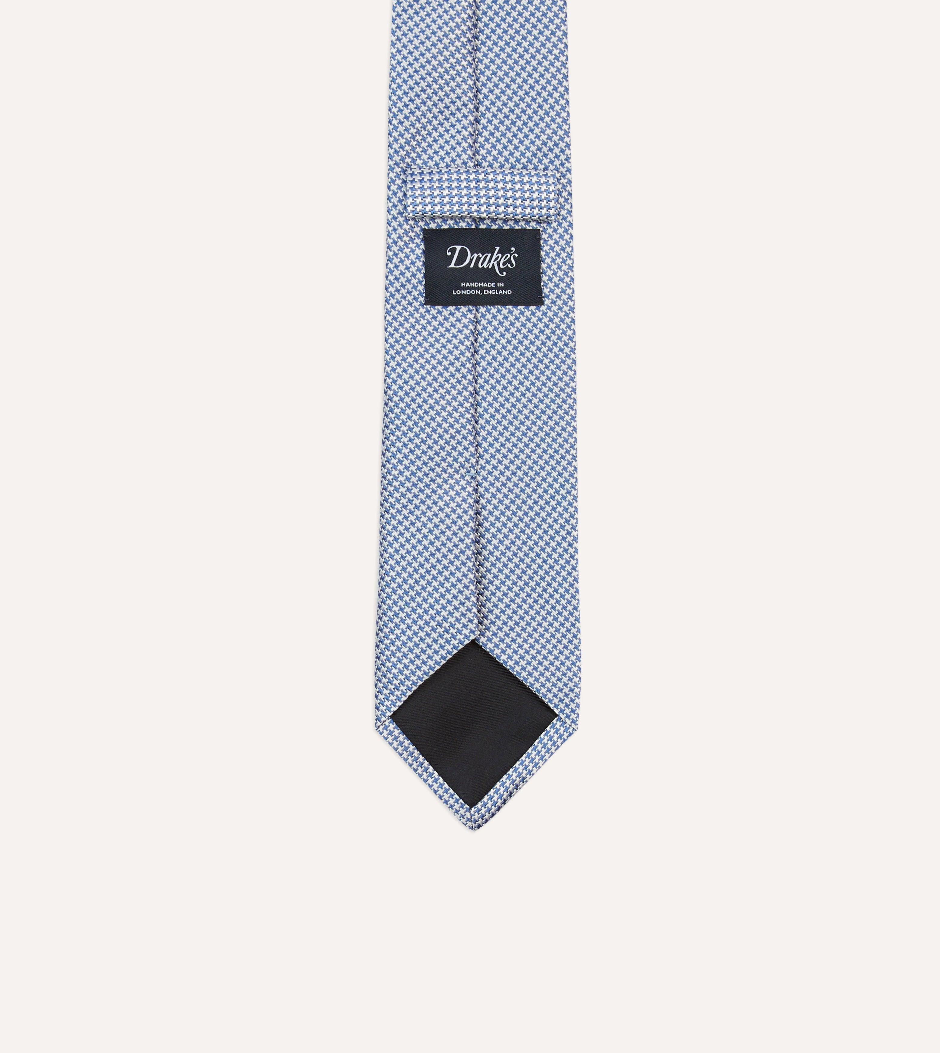 Premium Blue Houndstooth Mogador Silk Tipped Necktie for Men - Elegant Formal & Business Attire Accessory for Weddings, Office & Special Occasions