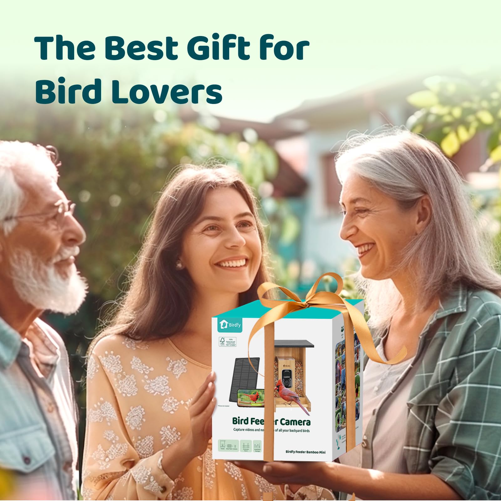 AI Smart Bird Feeder with Camera - Solar Powered Bamboo Birdhouse | Identifies 6000+ Species with Motion Detection | Perfect for Backyard Birdwatching & Nature Lovers Gift