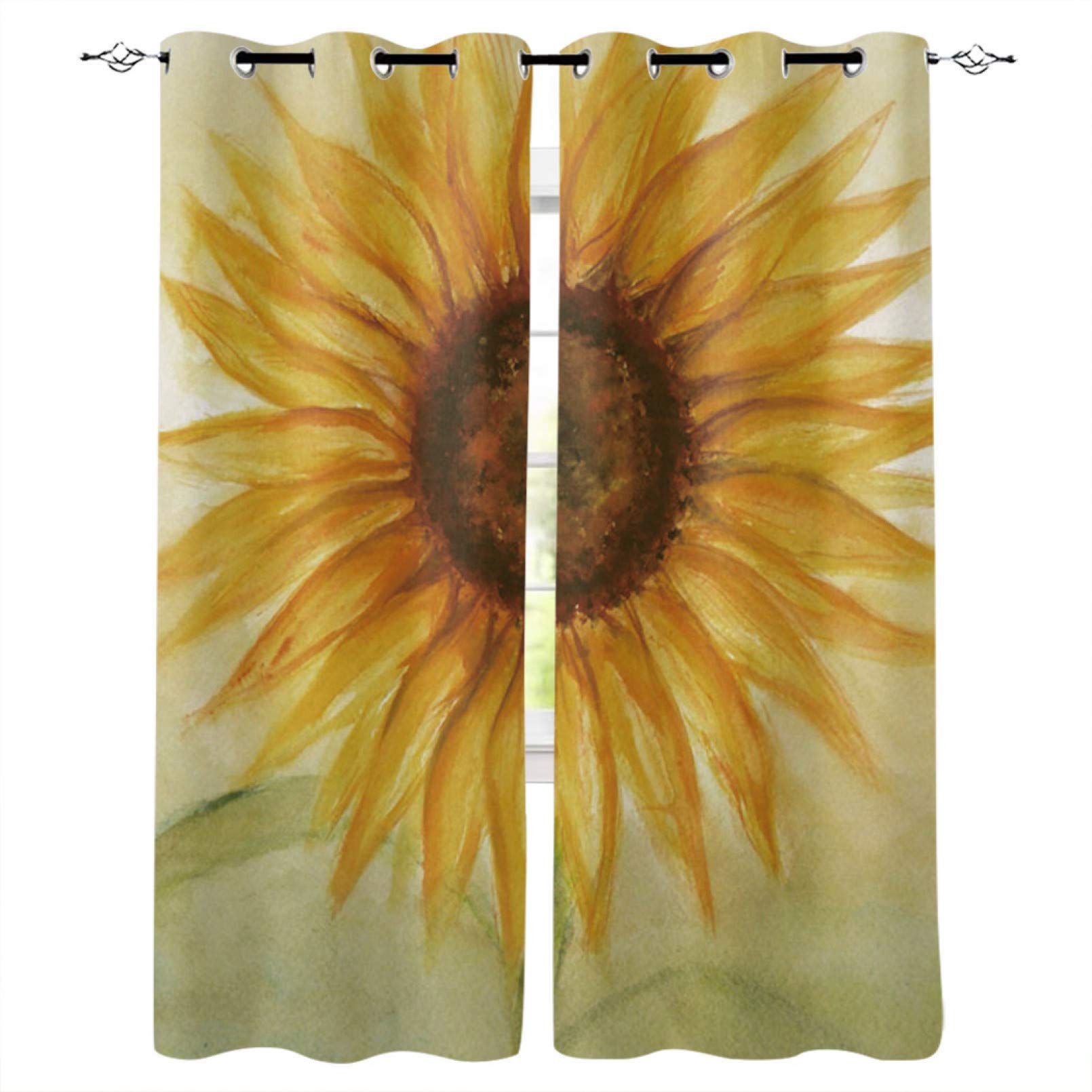 YUANCHENG Abstract Sunflower Window Curtains for Living Room - Modern Home Decor with Floral Design - Perfect for Bedroom, Kitchen & Housewarming Gifts