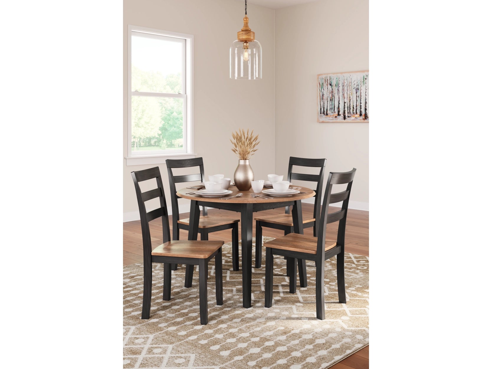 Gesthaven Brown Wooden Dining Table Set with 4 Chairs - Modern Kitchen Furniture for Small Spaces | Perfect for Breakfast Nook, Apartment Dining, and Family Gatherings