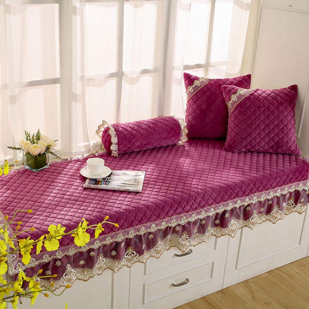 Bay Window Cushion - Rose Red Tatami Mat (28x59 inches) for Windowsill, Balcony & Sofa | Thick Floor Pad & Home Decor | Perfect for Reading Nooks, Sunrooms & Cozy Spaces