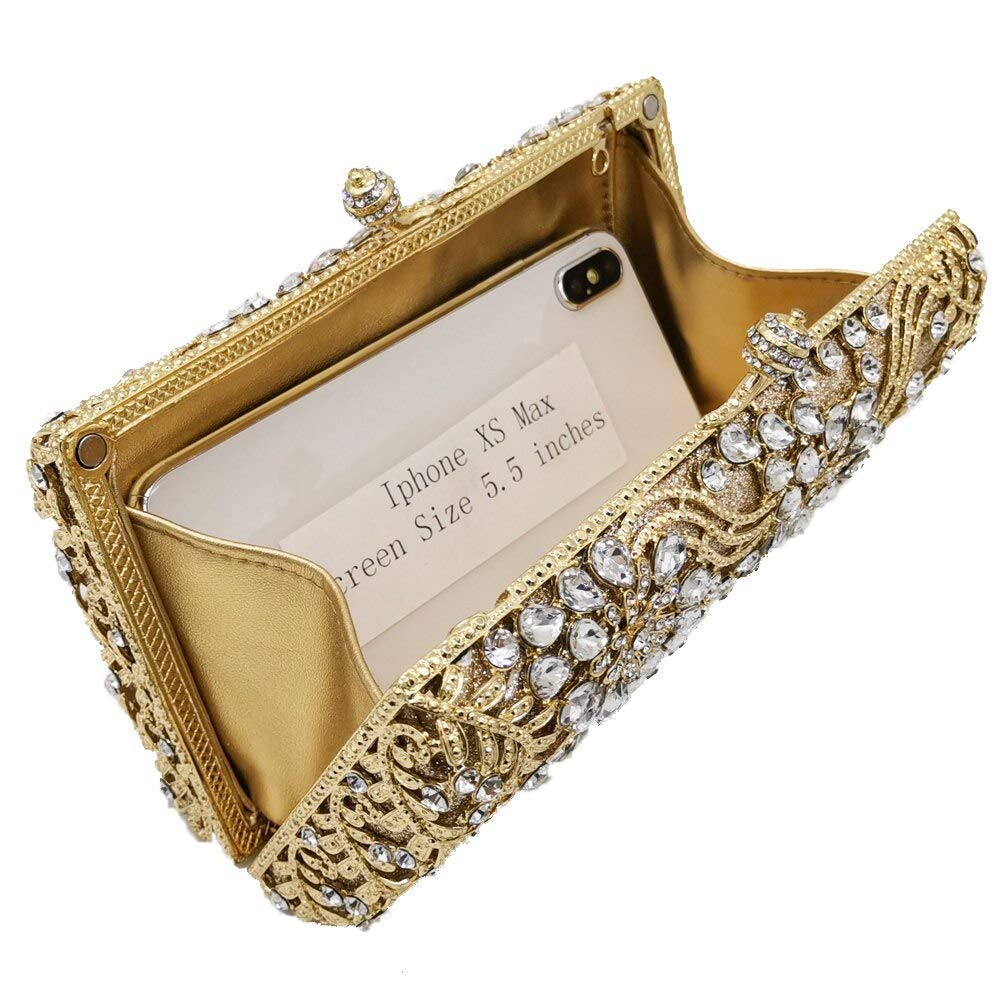 Elegant Crystal Rhinestone Floral Clutch Purse for Women - Wedding Evening Bag with Sparkling Embellishments | Perfect for Bridal Party, Prom, Gala & Formal Events