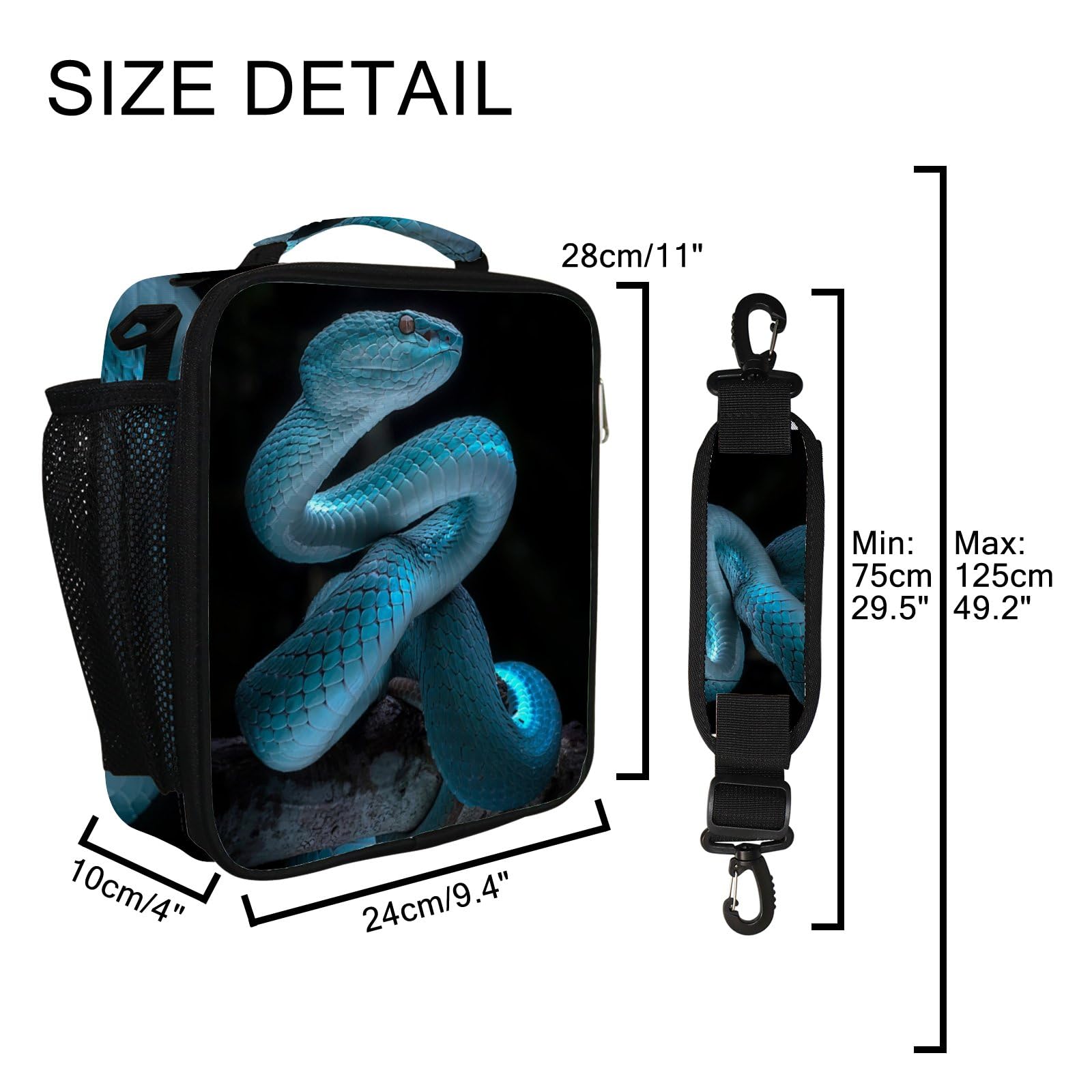Insulated Snake Print Lunch Bag - Reusable Cooler Tote with Adjustable Shoulder Strap for Men & Women | Perfect for Office, School, Picnics & Outdoor Activities