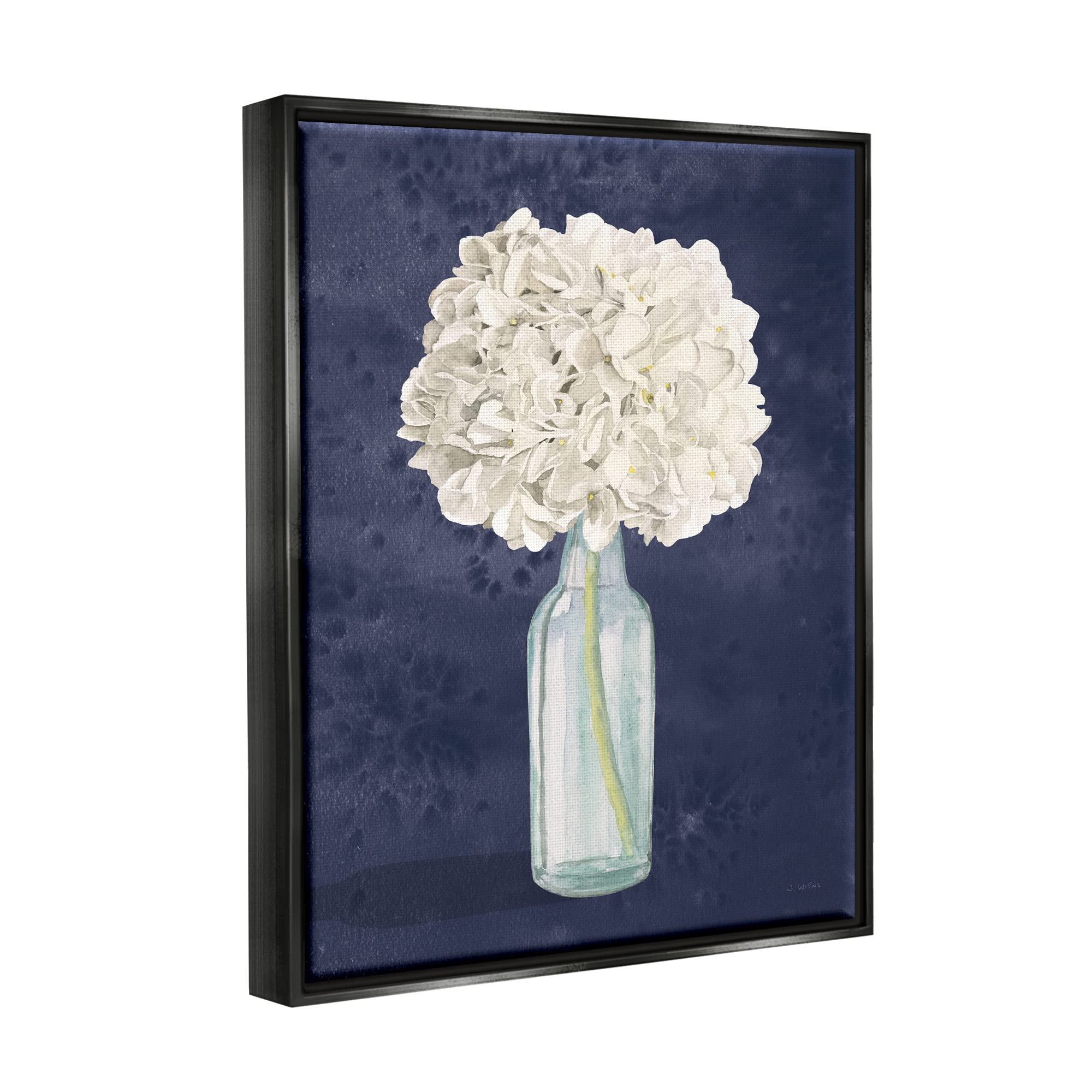 Stunning White Floral Bouquet in Blue Bottle Painting by James Wiens - Elegant Wall Art for Living Room, Bedroom & Office Decor