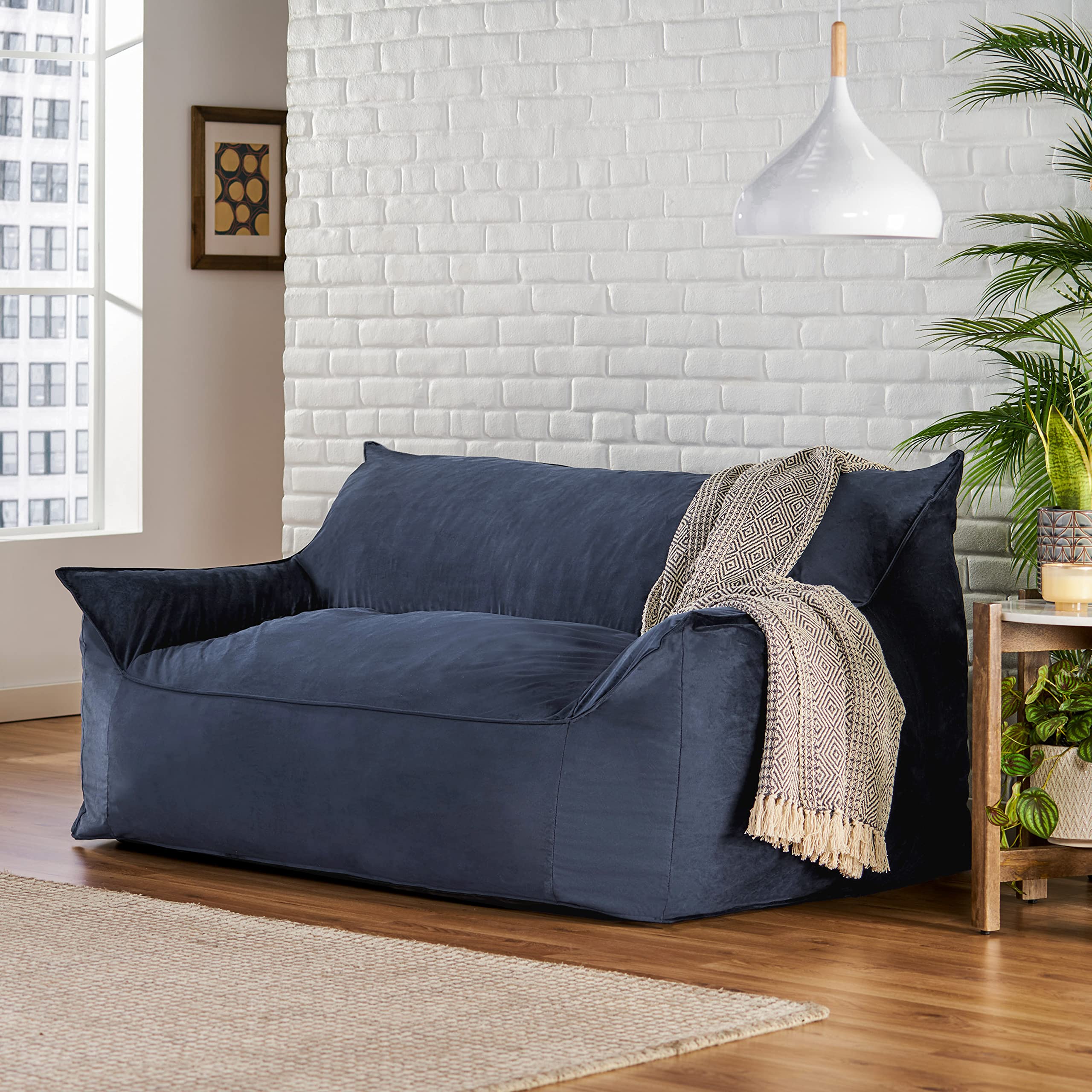 Christopher Knight Home Velie Small Bean Bag Chair - Midnight Blue, Ultra Soft & Comfortable for Kids, Teens & Adults - Perfect for Bedroom, Living Room, Dorm or Game Room Relaxation