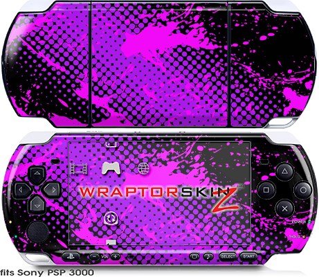 Sony PSP 3000 Decal Style Skin - Halftone Splatter Hot Pink Purple Protective Cover | Custom Gaming Console Decal | Perfect for Travel, Gaming Parties & Collectors