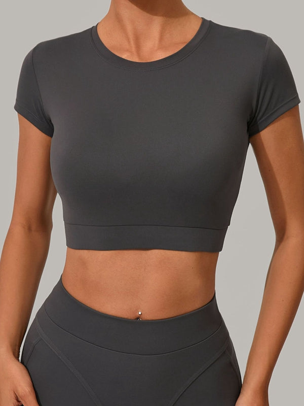 ZASUWA Women's Sexy Round Neck Cropped Short Sleeve T-Shirt - Perfect for Summer Outfits, Casual Wear & Date Nights