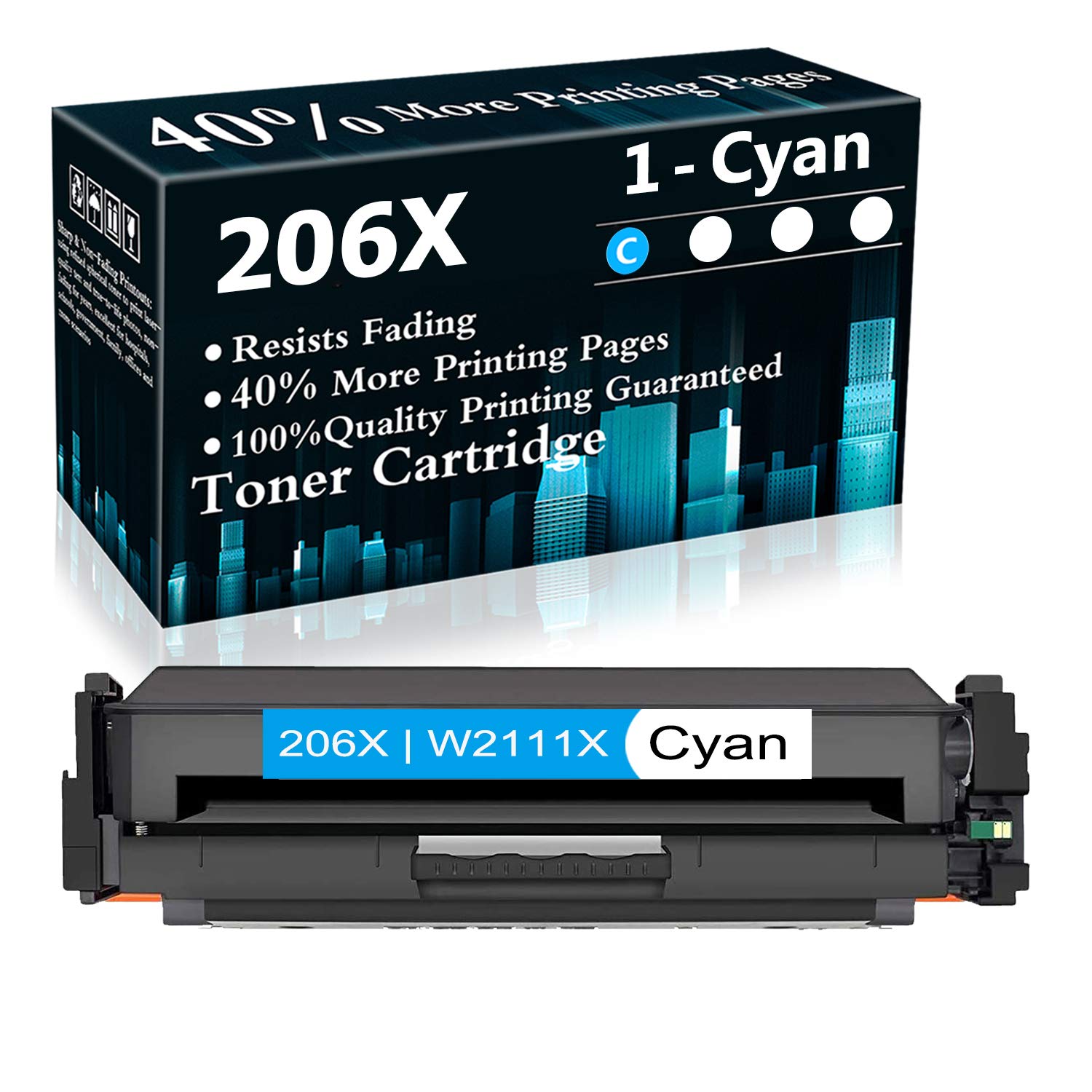 High-Quality 1 Cyan Compatible Toner Cartridge 206X W2111X - Replacement for HP Color LaserJet Pro M255dw M255nw (7KW63A) M255dn MFP M282nw M283fdw (7KW75A) M283cdw M282-M283 Series - Perfect for Office & Home Printing Needs
