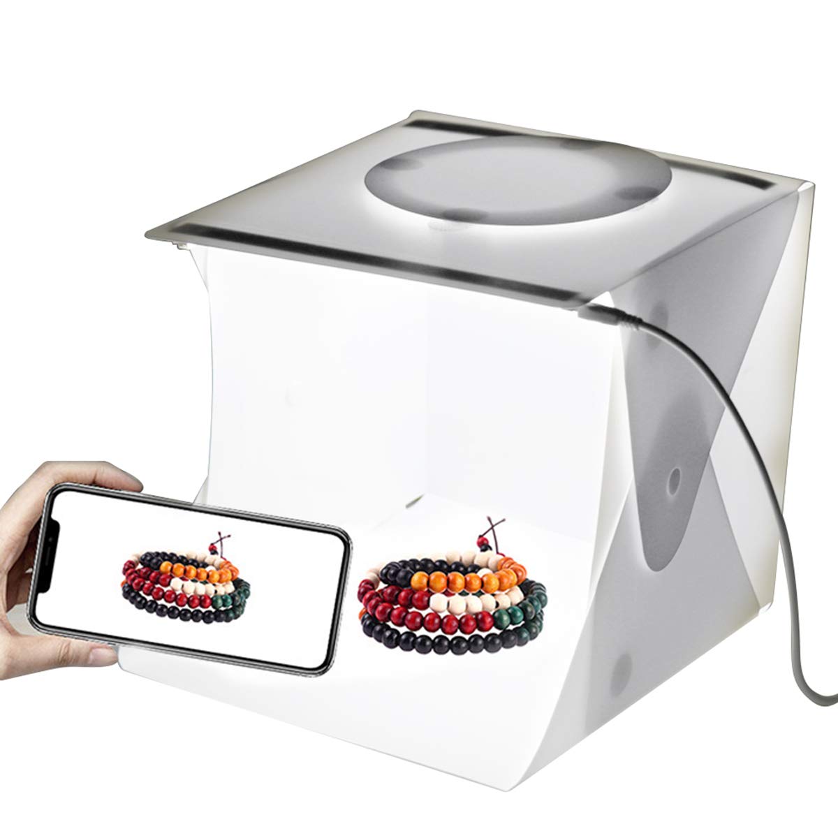 SH-RuiDu Mini Folding Light Box with Dual LED Strip Lights - Portable Photography Studio Box for Product Shooting, Jewelry, Small Items & Social Media Content Creation