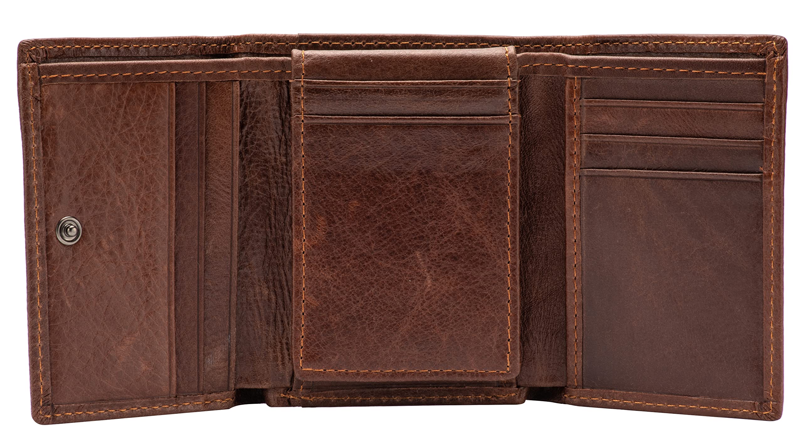 Premium KONVI Men's RFID Blocking Leather Wallet - Slim Trifold Design with ID Holder (Coffee Brown) | Ideal for Everyday Carry, Travel & Business Use