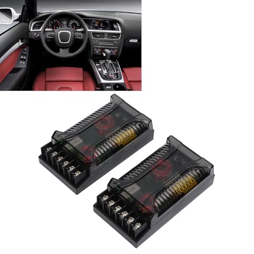 2-Way Car Audio Crossover Frequency Divider - 2Pcs Universal Speaker Crossover with Overcurrent Protection & Heat Dissipation | For Car Audio Systems, Home Theater & Professional Speaker Setups