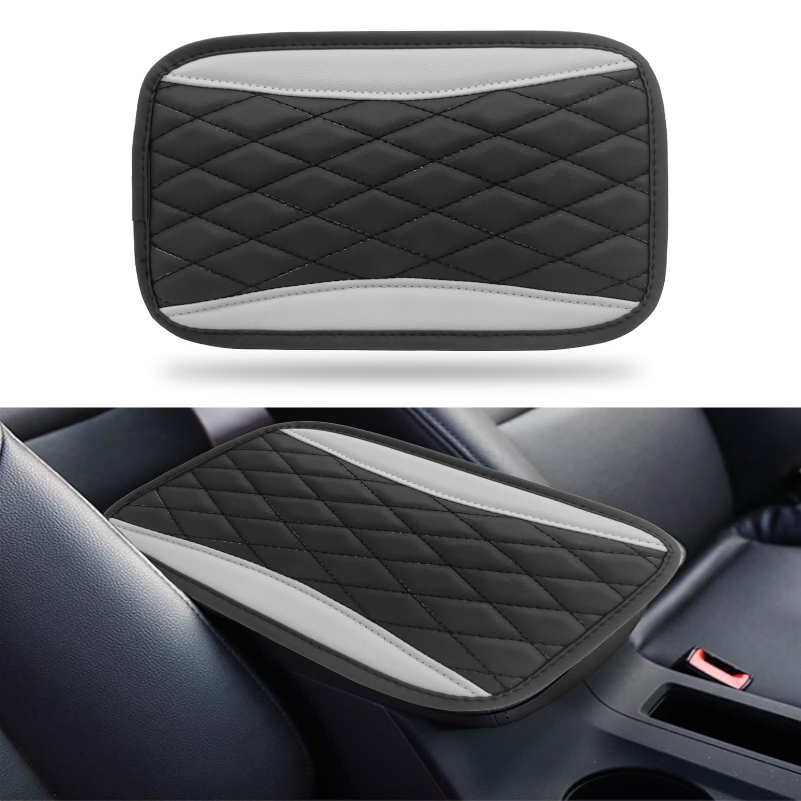 Universal Car Center Console Cushion Pad - Waterproof Leather Armrest Cover with Anti-Scratch Protection for Most Cars & SUVs (Grey) | Perfect for Long Drives & Interior Protection