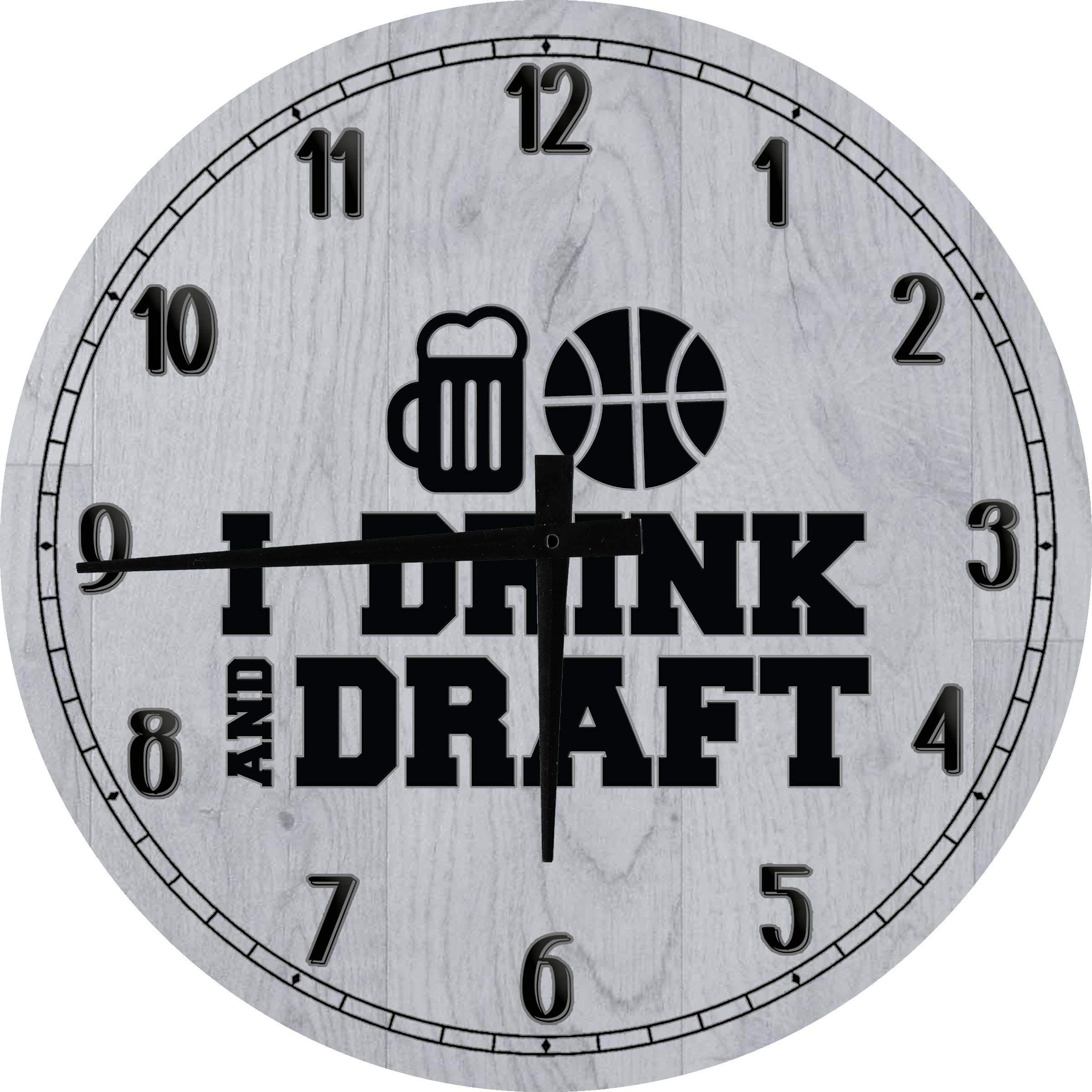 Funny Basketball Bet Brackets Sports Beer Hoops Wall Clock - 24 Inch Large Round Battery Operated Gray - Perfect for Man Cave, Sports Bar Decor & Game Room Wall Art