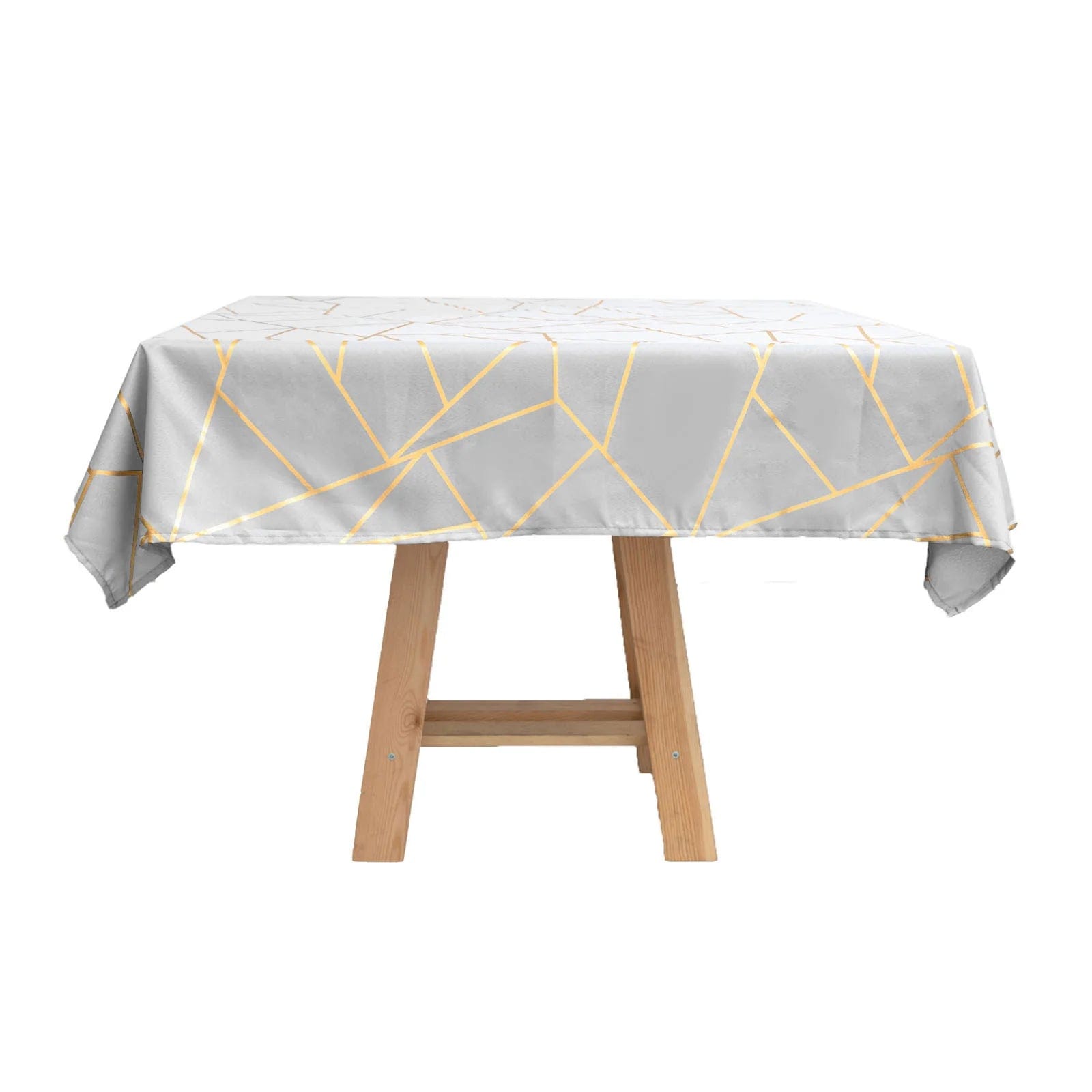 54x54 Inch Polyester Square Table Overlay with Metallic Geometric Design - Perfect for Wedding, Party, and Home Decor