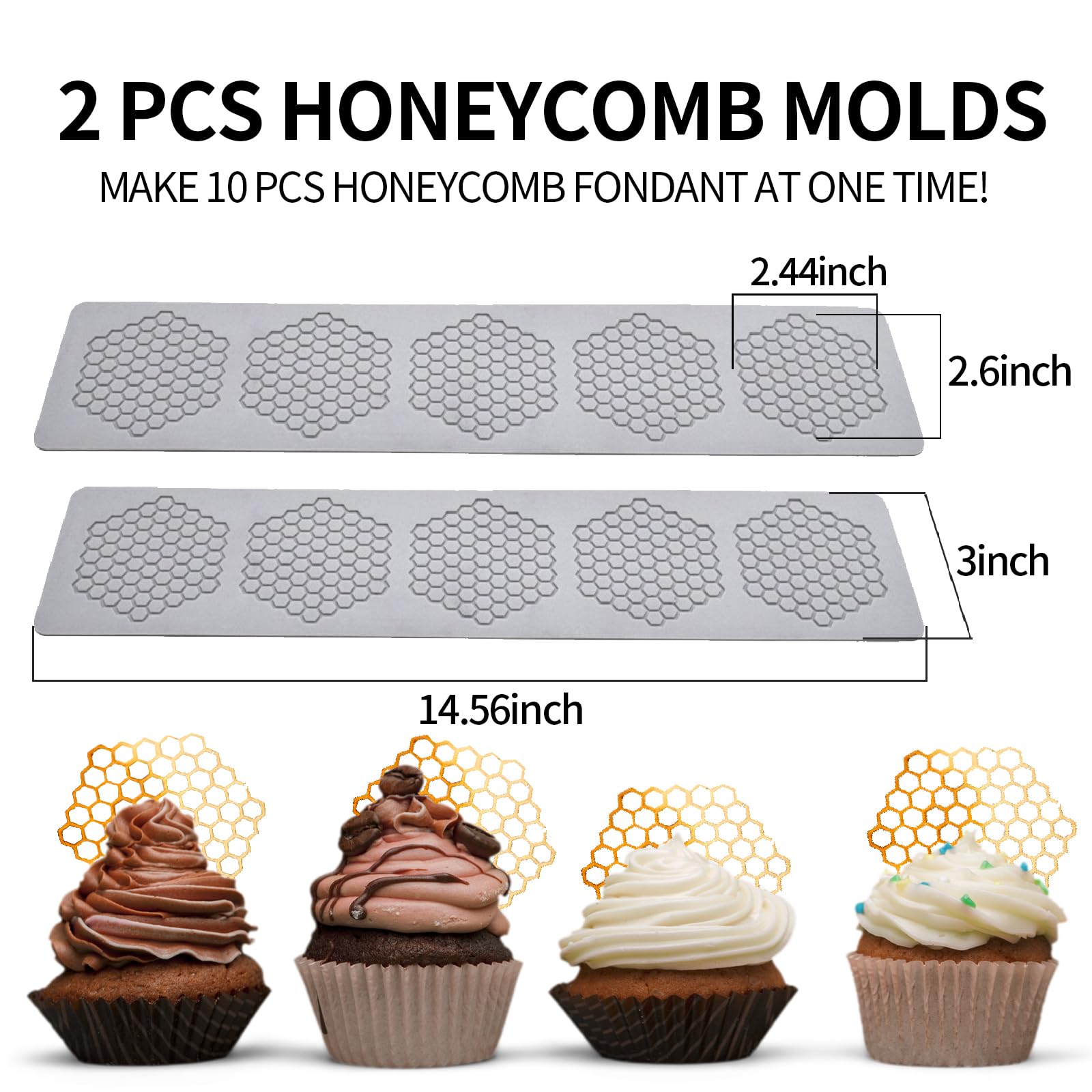 Premium 3D Beehive Silicone Molds (2-Pack) - Honeycomb Fondant & Candy Molds for Baking, Polymer Clay, Sugar Crafts - Perfect for Cupcake, Cake Decorating & DIY Dessert Making - Ideal for Parties, Weddings & Home Baking Projects