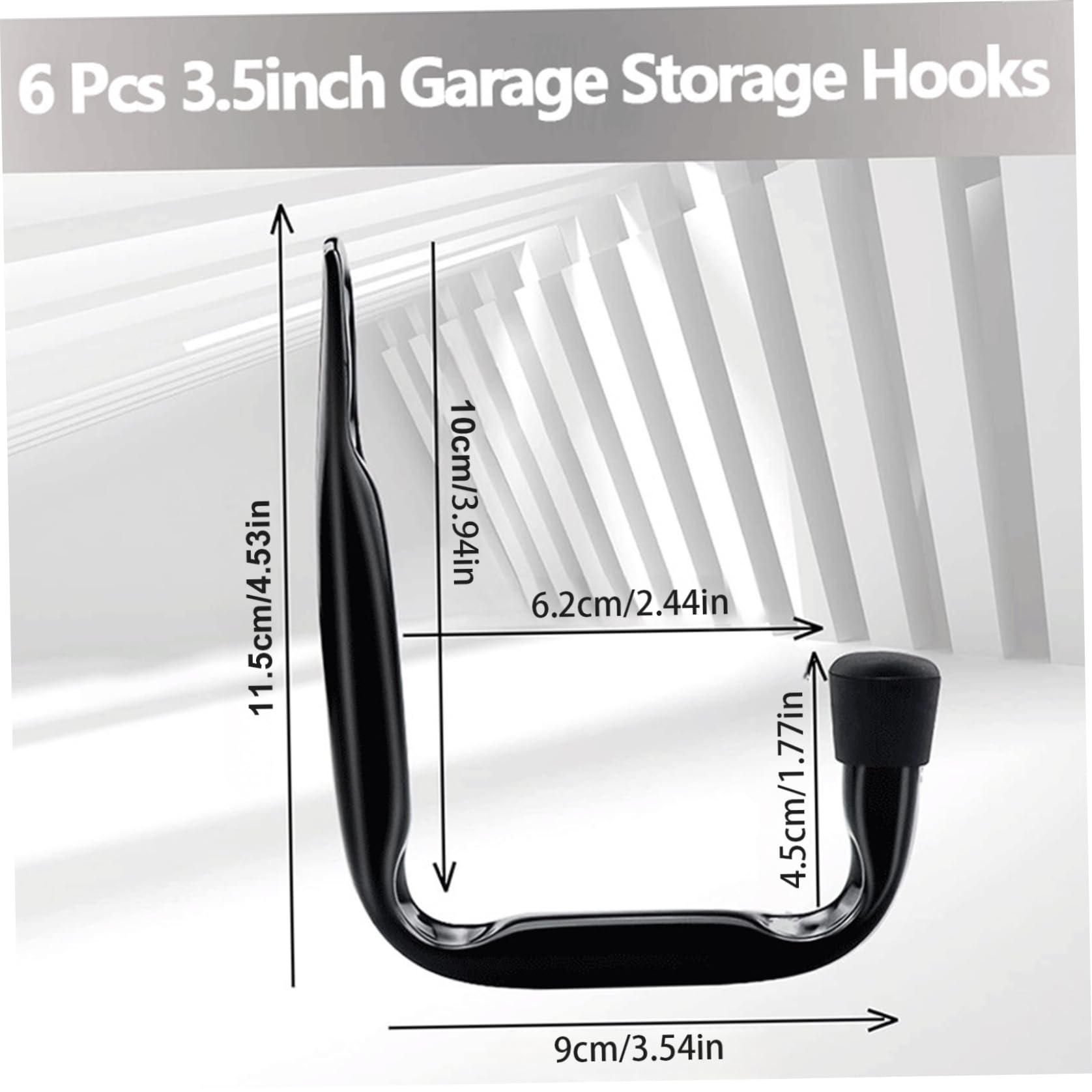 Heavy Duty Iron Utility Hooks - 6 Pack Wall Mounted Garage Hooks for Tools, Cables, Bikes, Ladders & Garden Tools | Durable Storage Solution for Garage, Shed & Workshop Organization