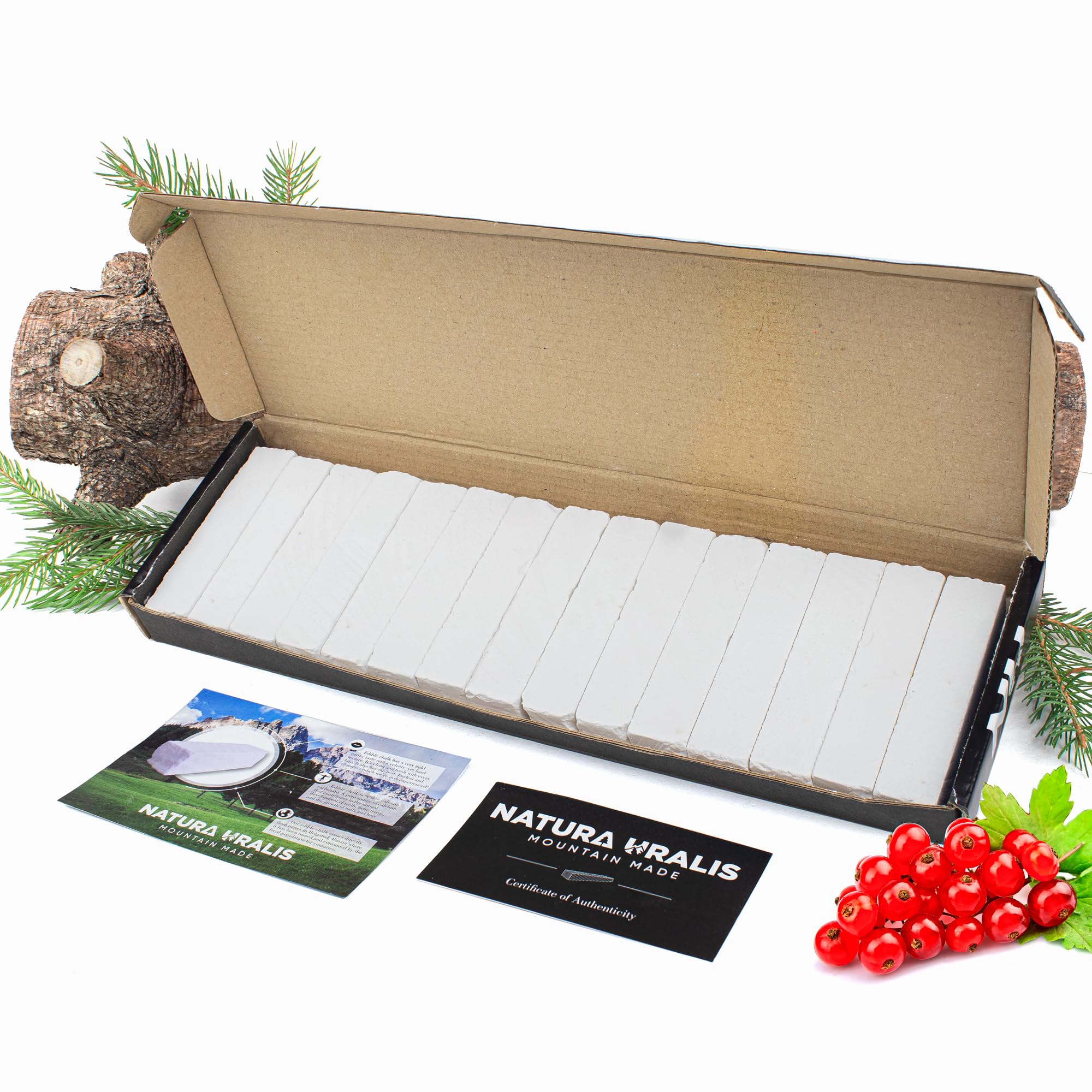 Premium Belgorod Sawn Chalk Bars - 17.6 oz Natural White Chalk (15 Sticks) - High-Quality Calcium Carbonate with Crunchy, Earthy Texture & ASMR Sound - Perfect for Artists, Teachers, Gym Use & Sensory Play