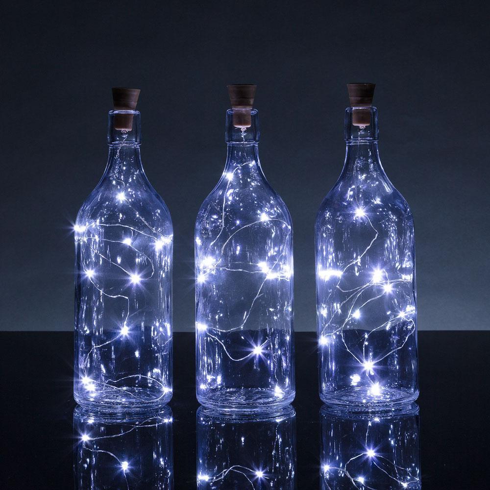 3 Pack Cool White LED Solar Wine Bottle Lights - 3 Ft 10 Super Bright String Lights with Cork for DIY Home Wedding Party Decoration | Perfect for Outdoor Garden, Patio, and Holiday Decor
