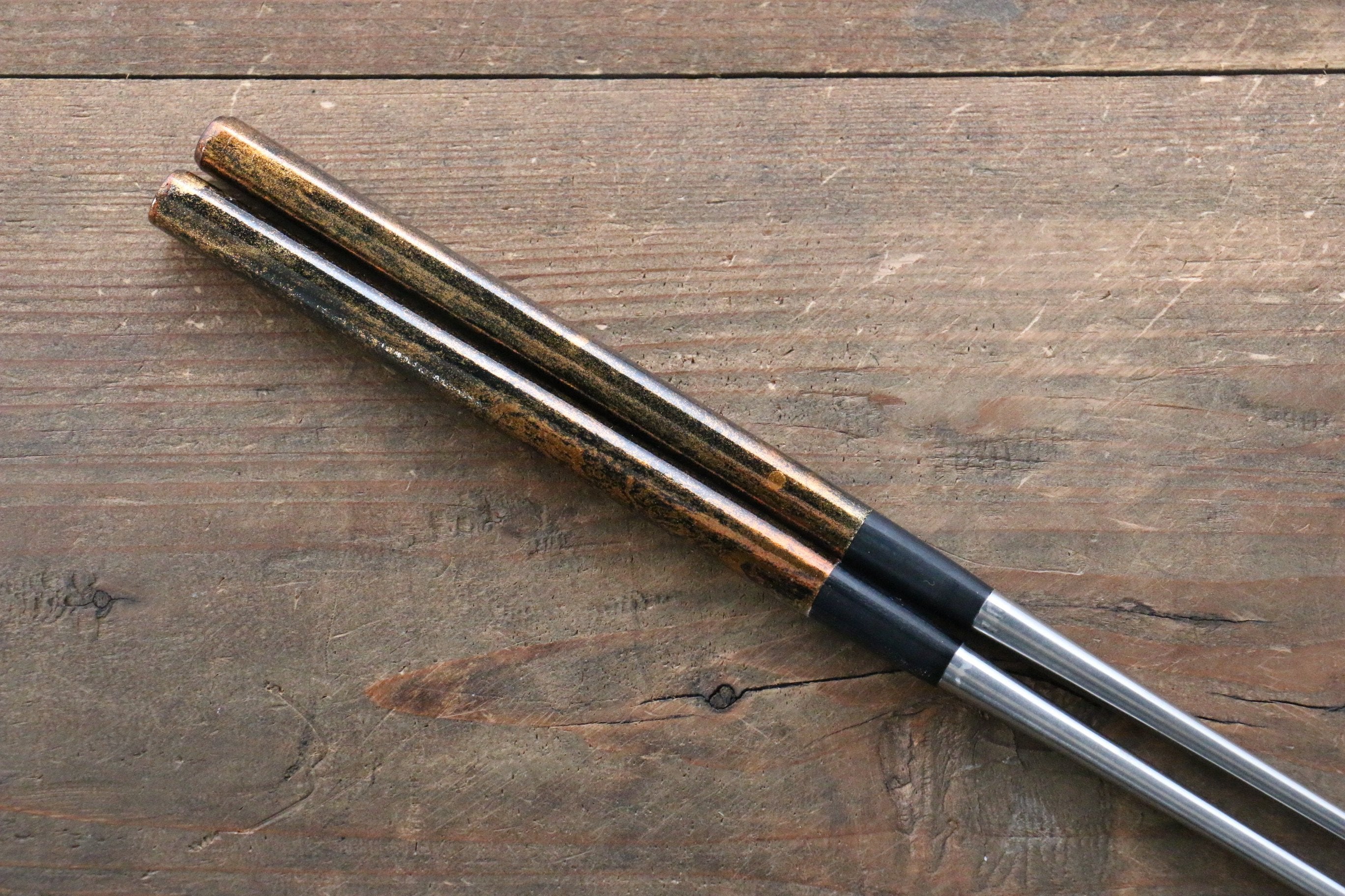 Premium Japanese Moribashi Cooking Chopsticks - 180mm Black & Gold Splash Design - Perfect for Sushi, Ramen, Stir Fry & Asian Cuisine