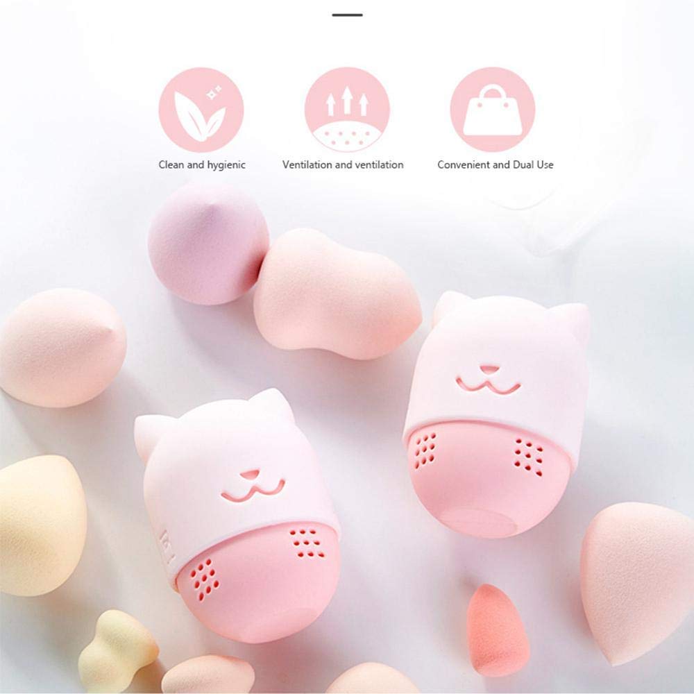 1Pc Cute Cat Silicone Makeup Sponge Holder - Travel Beauty Blender Case for Storage & Organization (Pink) | Perfect for Travel, Home & On-the-Go Makeup Application