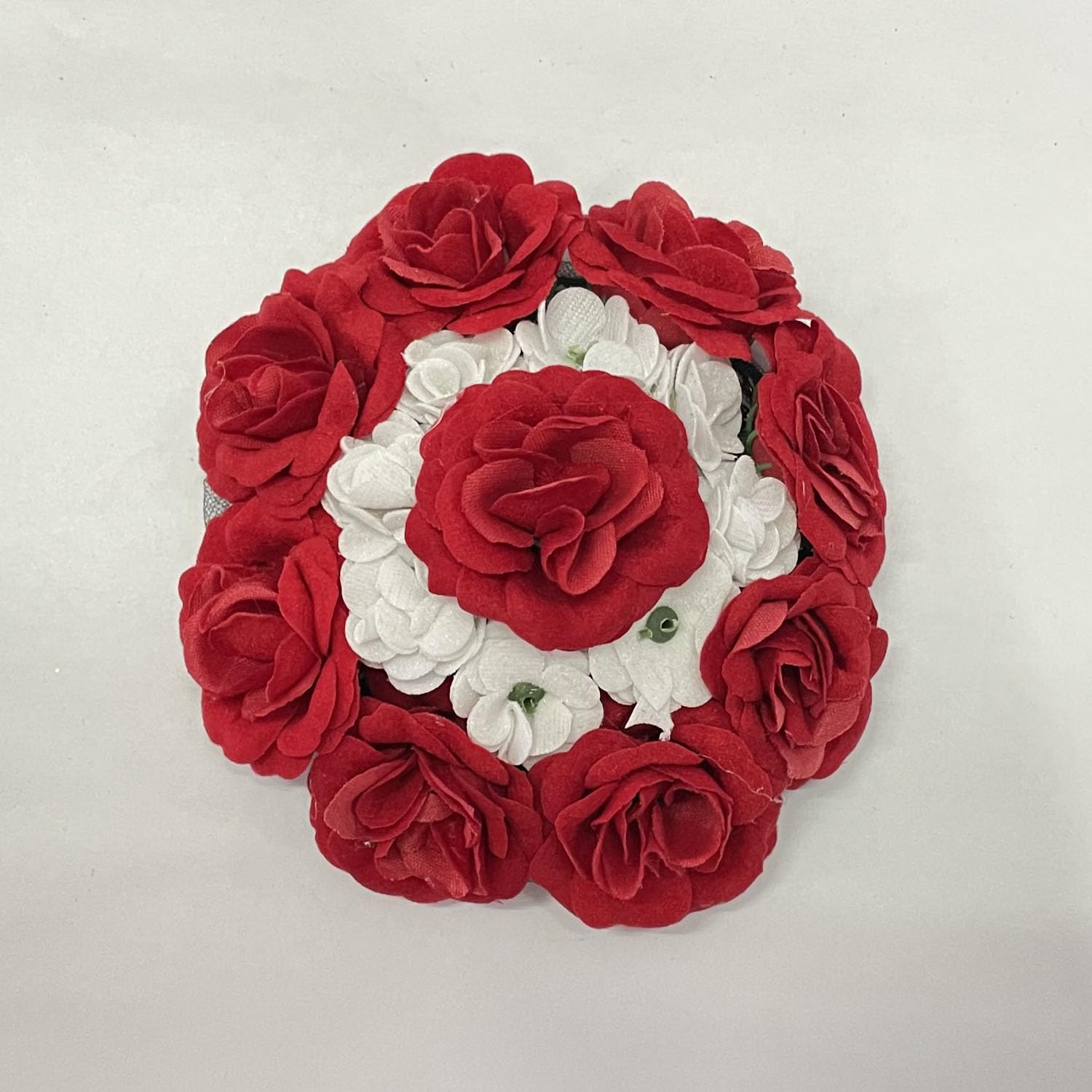 Maahal Bridal Bun Juda Gajra Maker - Red & White Floral Hair Accessories for Women & Girls (1Pc) - Perfect for Weddings, Parties & Traditional Celebrations