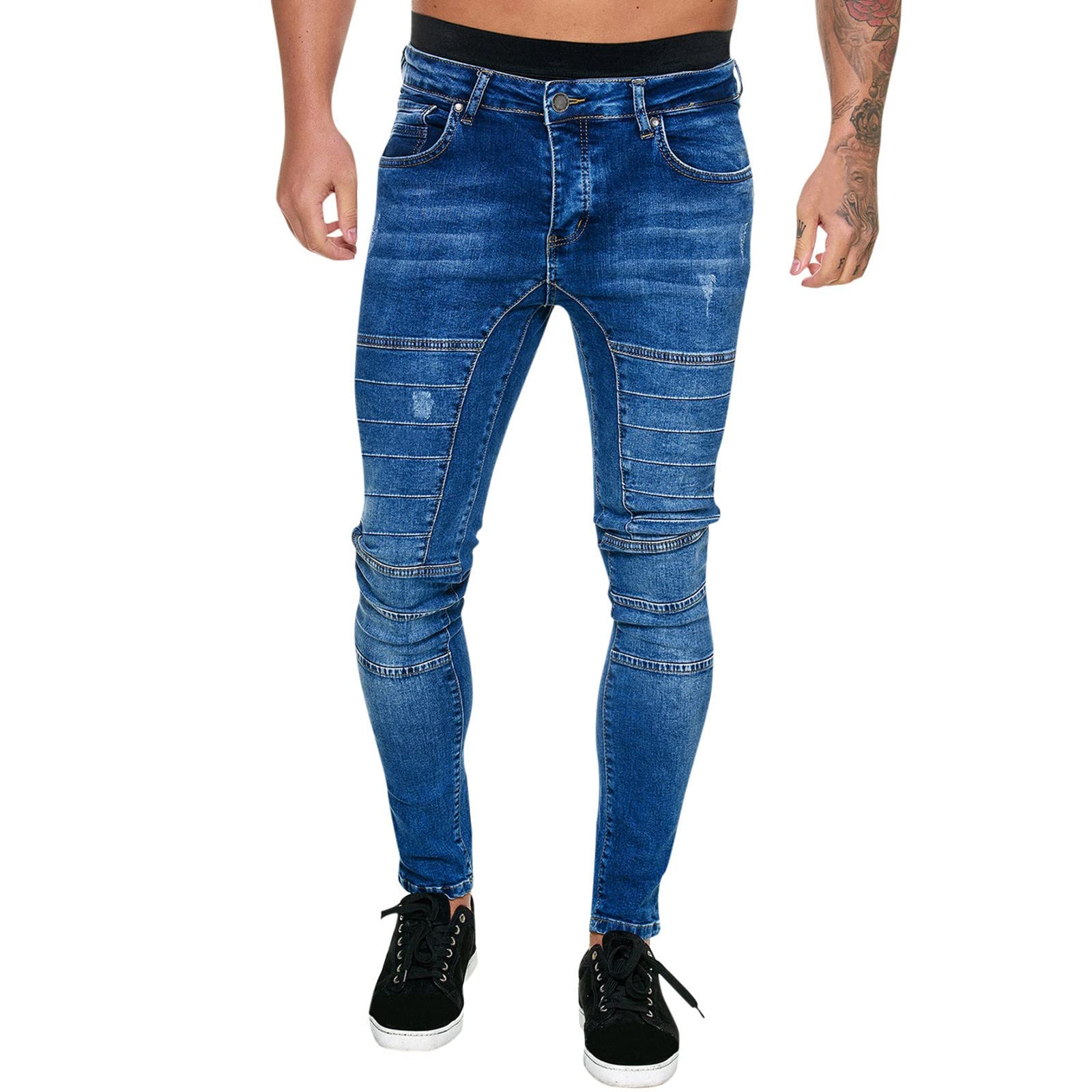 Men's Ripped Frayed Denim Jeans - Gradient Washed Casual Pleated Pants for Everyday Wear | Perfect for Street Style, Outings & Casual Events