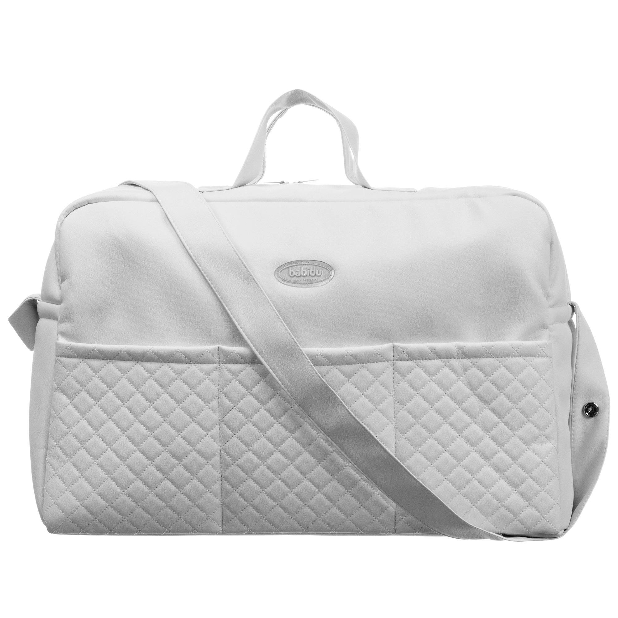 Large Grey Quilted Diaper Bag for Women - Waterproof Baby Changing Tote with Multiple Pockets for Travel, Hospital & Everyday Use