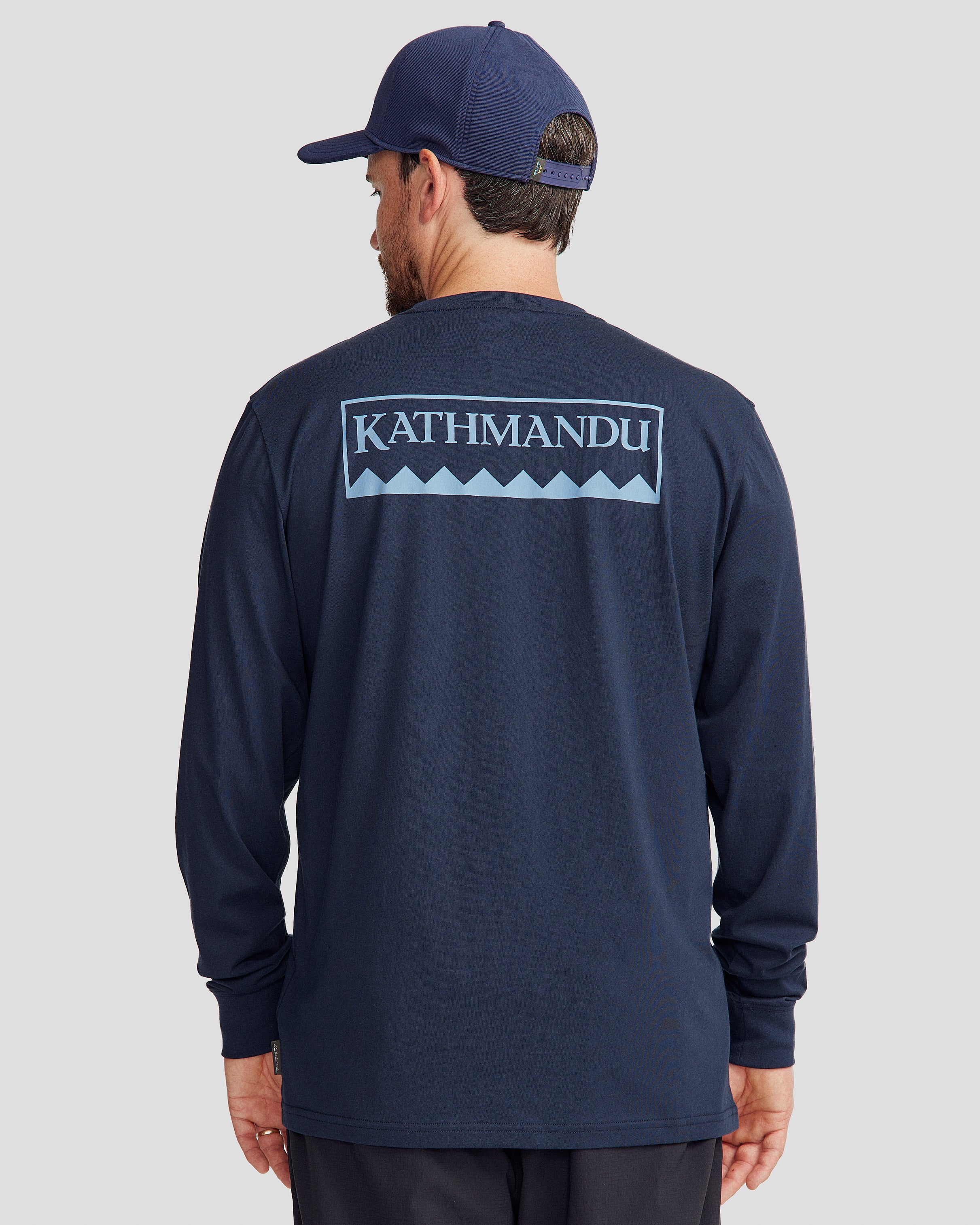 Heritage Logo Men's Long Sleeve Organic Cotton T-Shirt - Pure Navy - Casual Wear & Everyday Comfort for Men