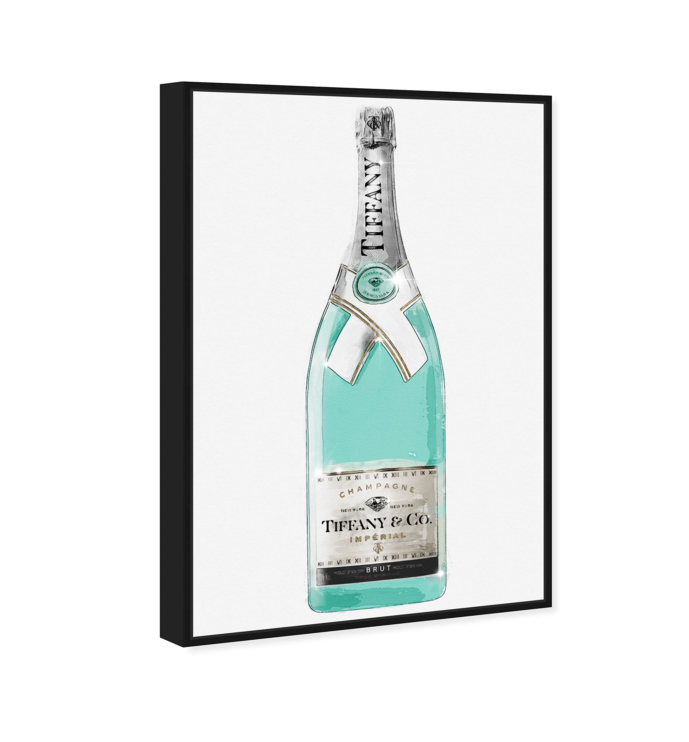 Oliver Gal Artist Co. 'Priceless Champagne' Framed Wall Art Canvas Print - 10x15 Inches, Elegant Home Decor for Living Room, Bar & Dining Room - Perfect Gift for Wine & Champagne Lovers