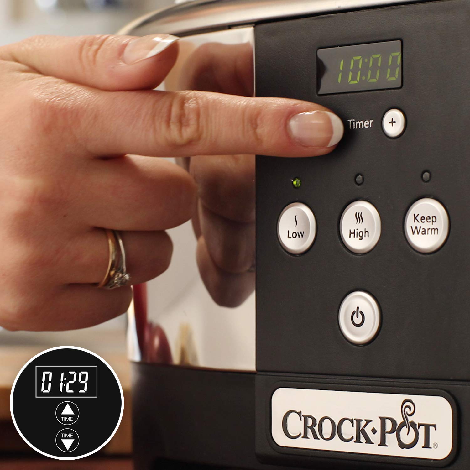 Programmable Crock-Pot SCCPBPP605 6-Quart Slow Cooker with Digital Timer - Stainless Steel - Perfect for Family Dinners, Meal Prep & Entertaining