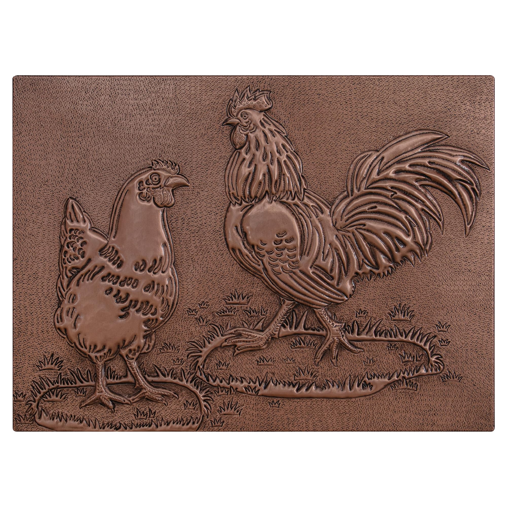 Handmade Copper Backsplash Tile - Rooster & Chicken Design Custom Kitchen Backsplash Panel for Indoor/Outdoor Wall Decor | Perfect for Farmhouse, Rustic, and Vintage Style Kitchens
