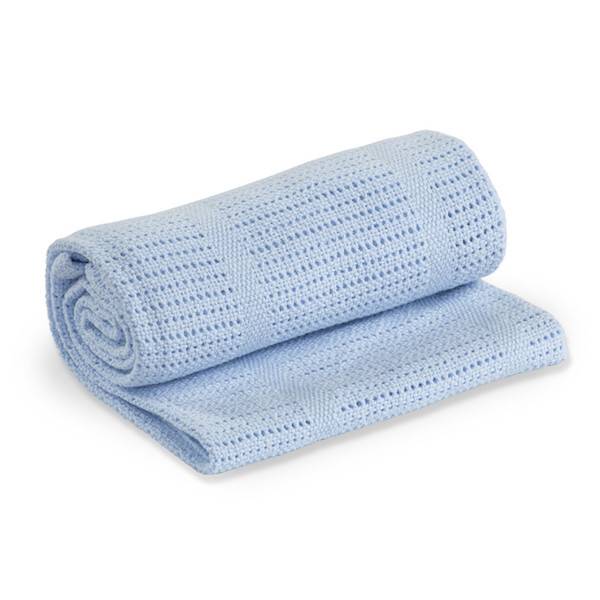Lulujo Baby Cellular Breathable Blanket - Soft Blue Stroller & Nursery Blanket for Newborns, Infants & Toddlers - Lightweight & Airy for Safe Sleep & Comfort