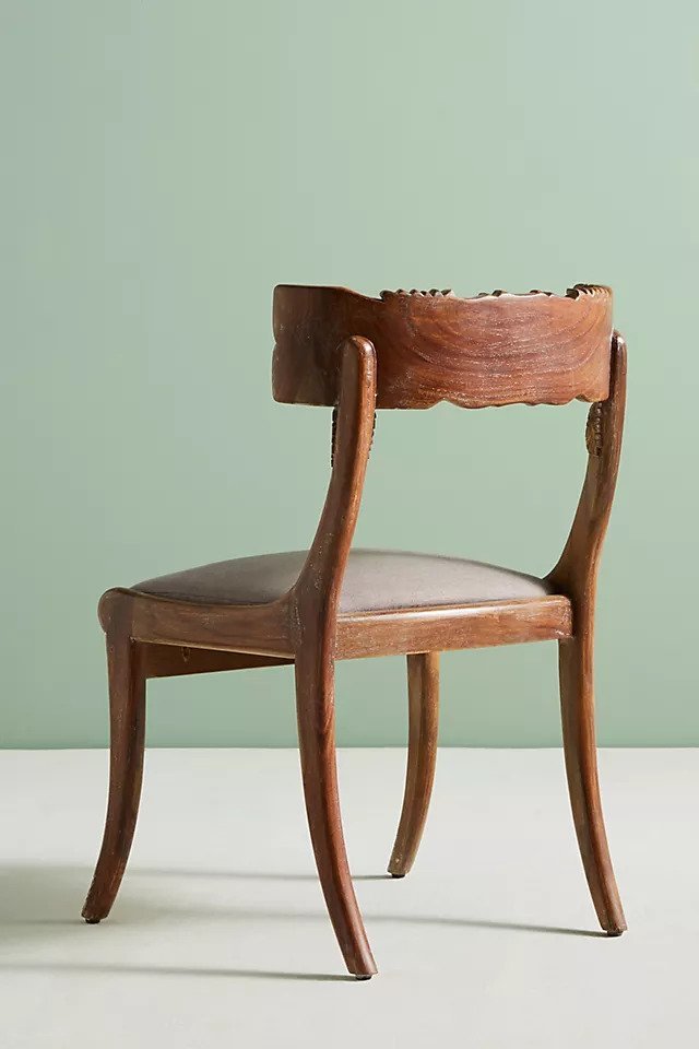 Hand Carved Fable Wooden Dining Chair - Solid Wood Indian Furniture for Home, Restaurant & Cafe Decor | Traditional Handcrafted Design