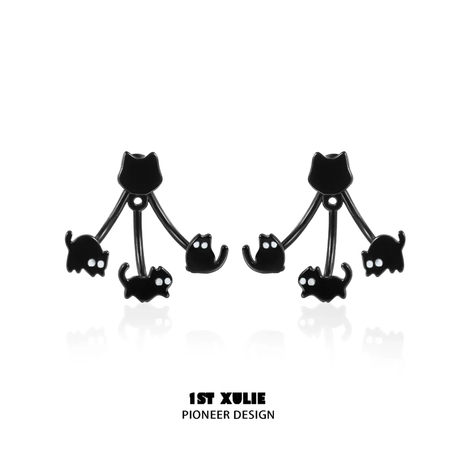 18K Gold Plated Halloween Black Cat Earrings for Women - Spooky Ghost & Cat Jewelry for Costume Parties, Trick or Treat, and Gothic Fashion Accessories