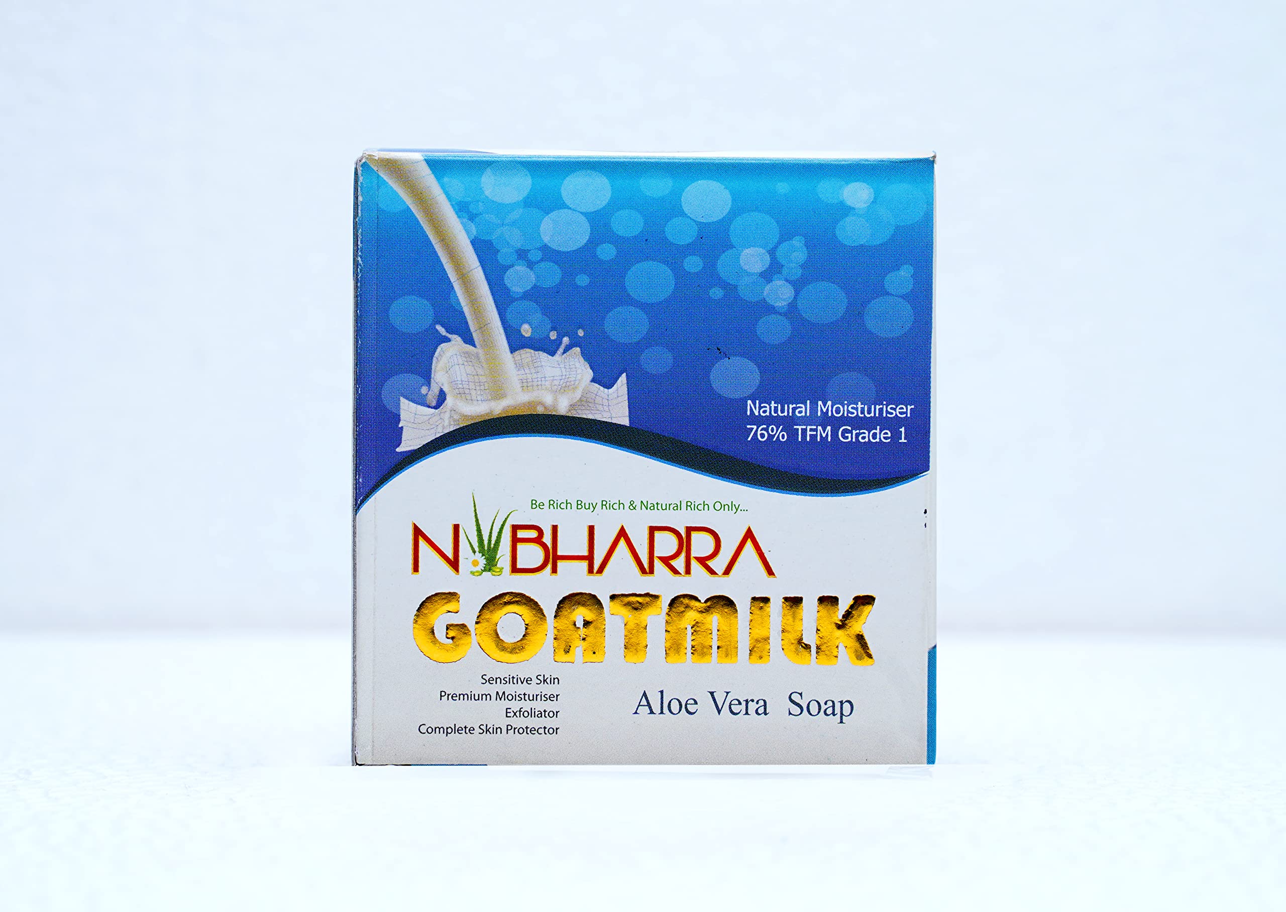 Nibharra Premium Goat Milk Soap for Sensitive Skin & Acne - Natural Aloe Vera Moisturizing Bar (100g, Pack of 5) | Gentle Cleansing for Dry, Irritated Skin & Daily Face & Body Care