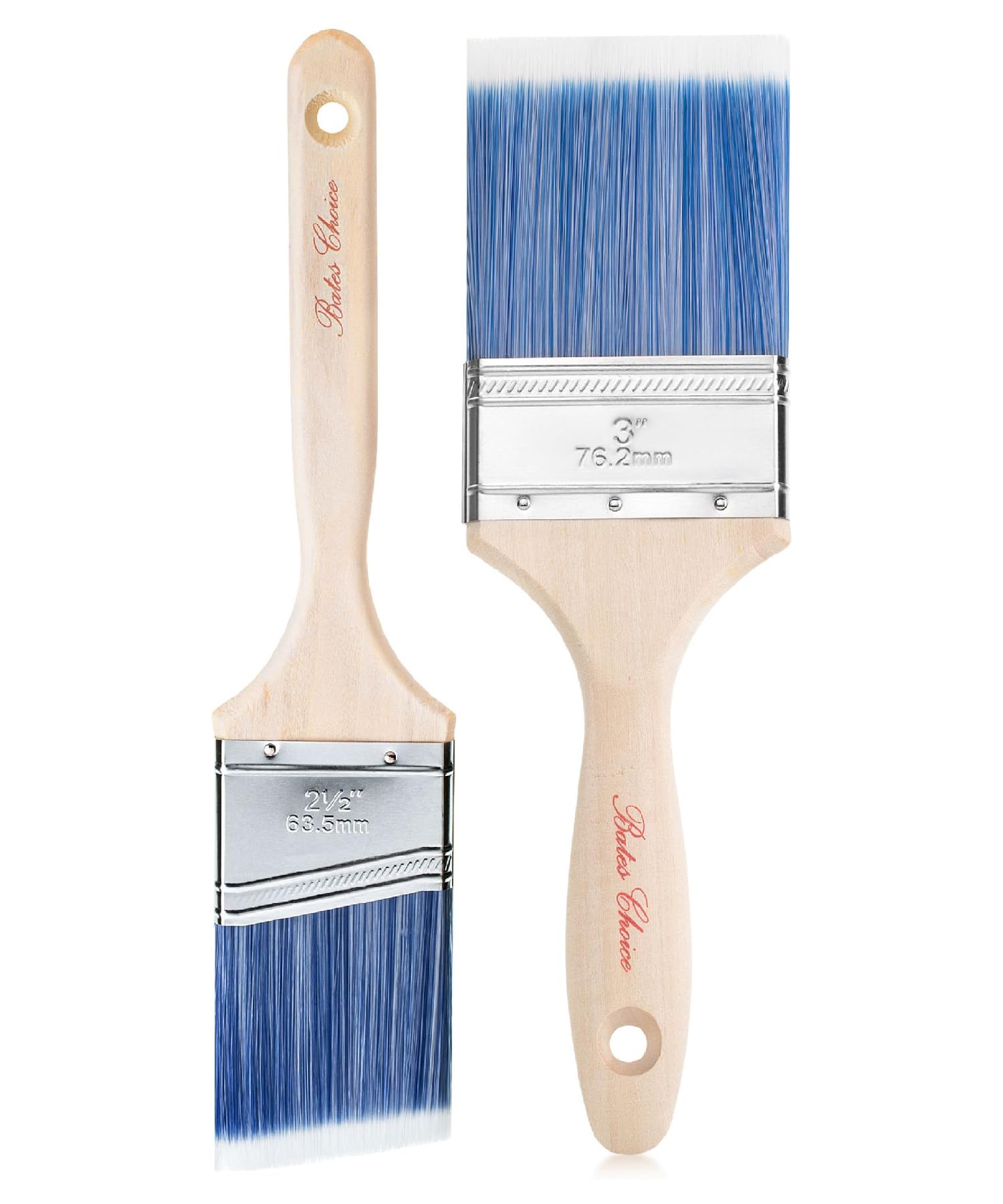 Bates 2-Pack Wood Handle Paint Brushes Set - Professional House, Trim & Sash Paint Brushes for Interior/Exterior Painting, DIY Projects & Home Renovation