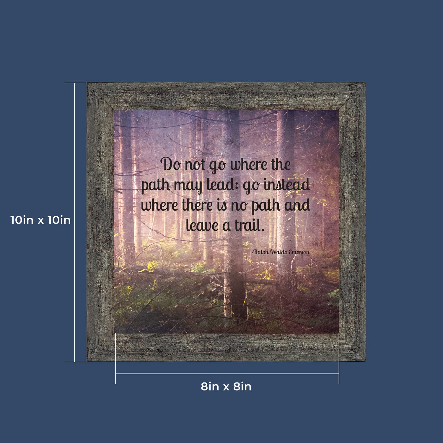 Inspirational Wall Art with Emerson Quote - Motivational Office Decor, Graduation Gifts for Boys & High School Students - Framed 'Do Not Go Where The Path May Lead' Print (8750BW) - Perfect for Home Office, Dorm Room & Study Space