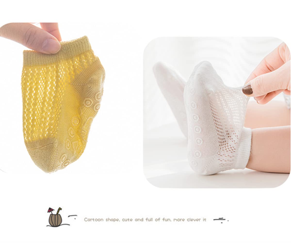 **Non-Slip Baby Grip Socks for Toddlers & Infants - Breathable Mesh, Unisex (Girl/Boy) - Anti-Skid Ankle Socks for Playtime, Crawling & Indoor Safety**