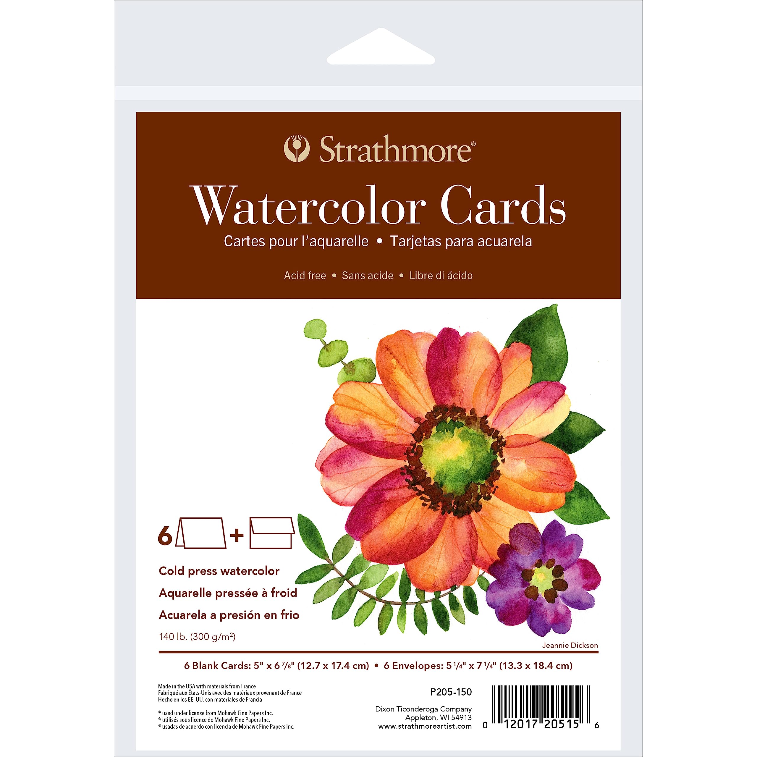 Strathmore 400 Series Watercolor Cards - 5x6.875 Inches Cold Press Paper, 6 Pack with Envelopes | Premium Handmade Greeting Cards for Weddings, Birthdays & Special Events | Perfect for DIY Invitations, Thank You Notes & Artistic Projects