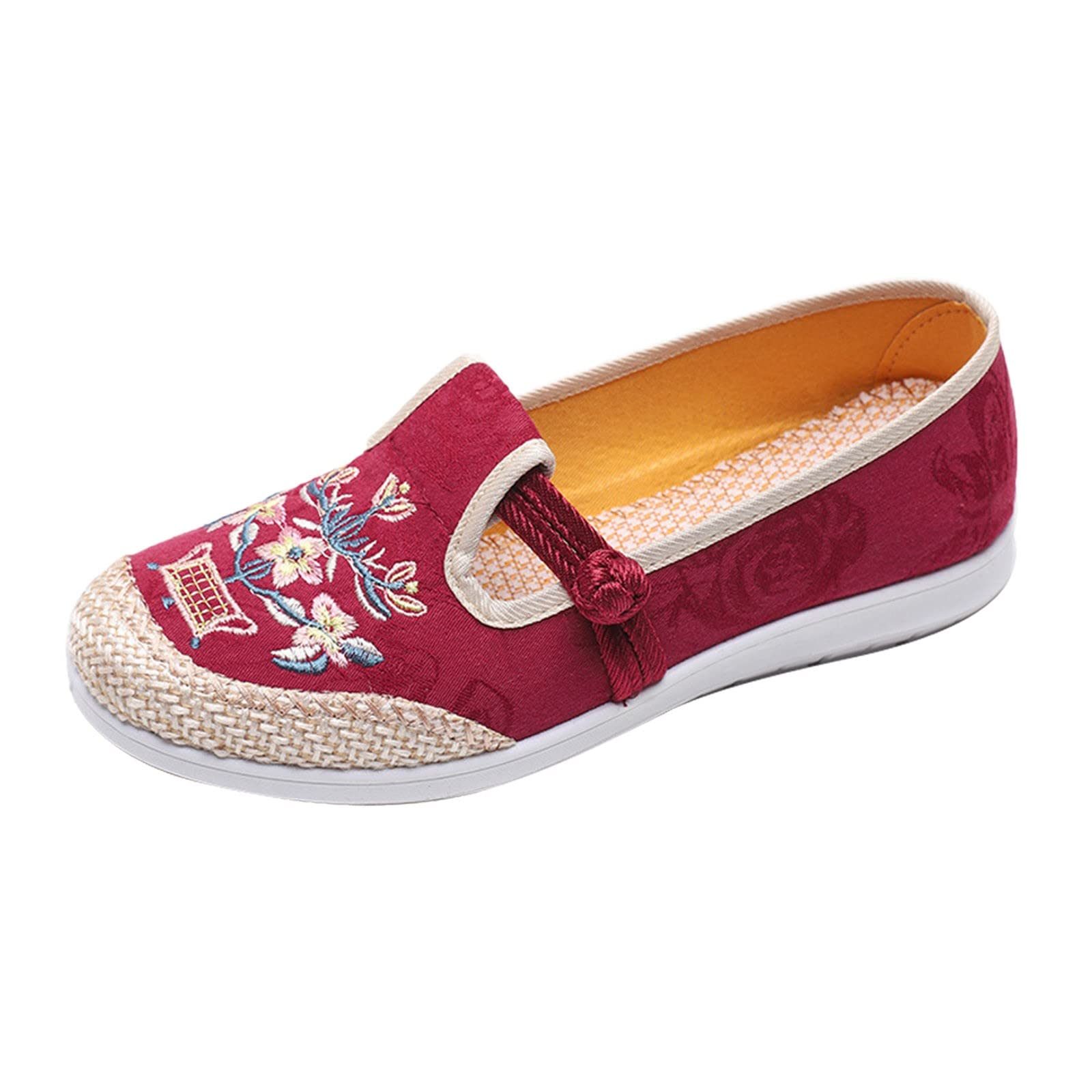 **RUIY Women's Embroidered Ethnic Floral Casual Shoes - Navy Blue Comfortable Slip-Ons for Walking, Travel & Everyday Wear**