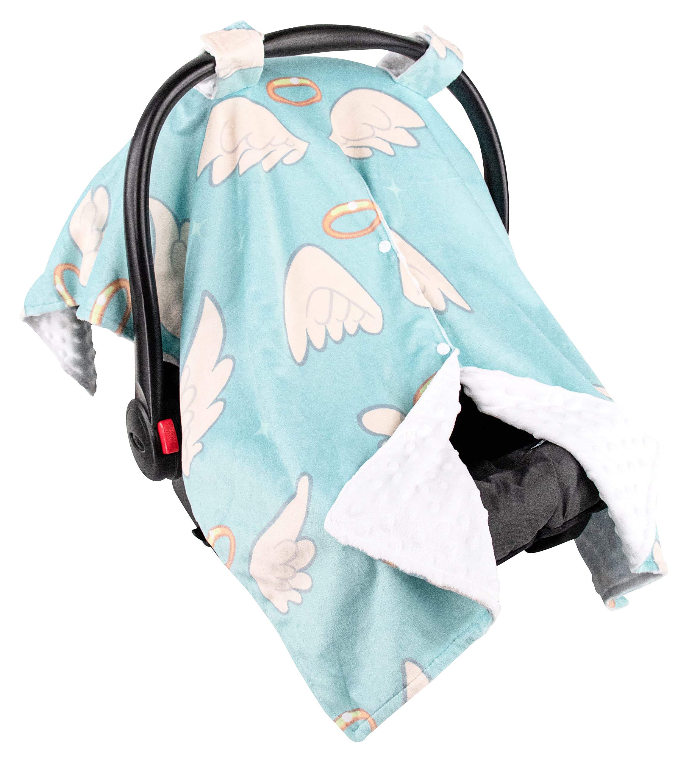 Premium Baby Car Seat Cover - Soft Minky Fabric, Angel Wings Design, 40