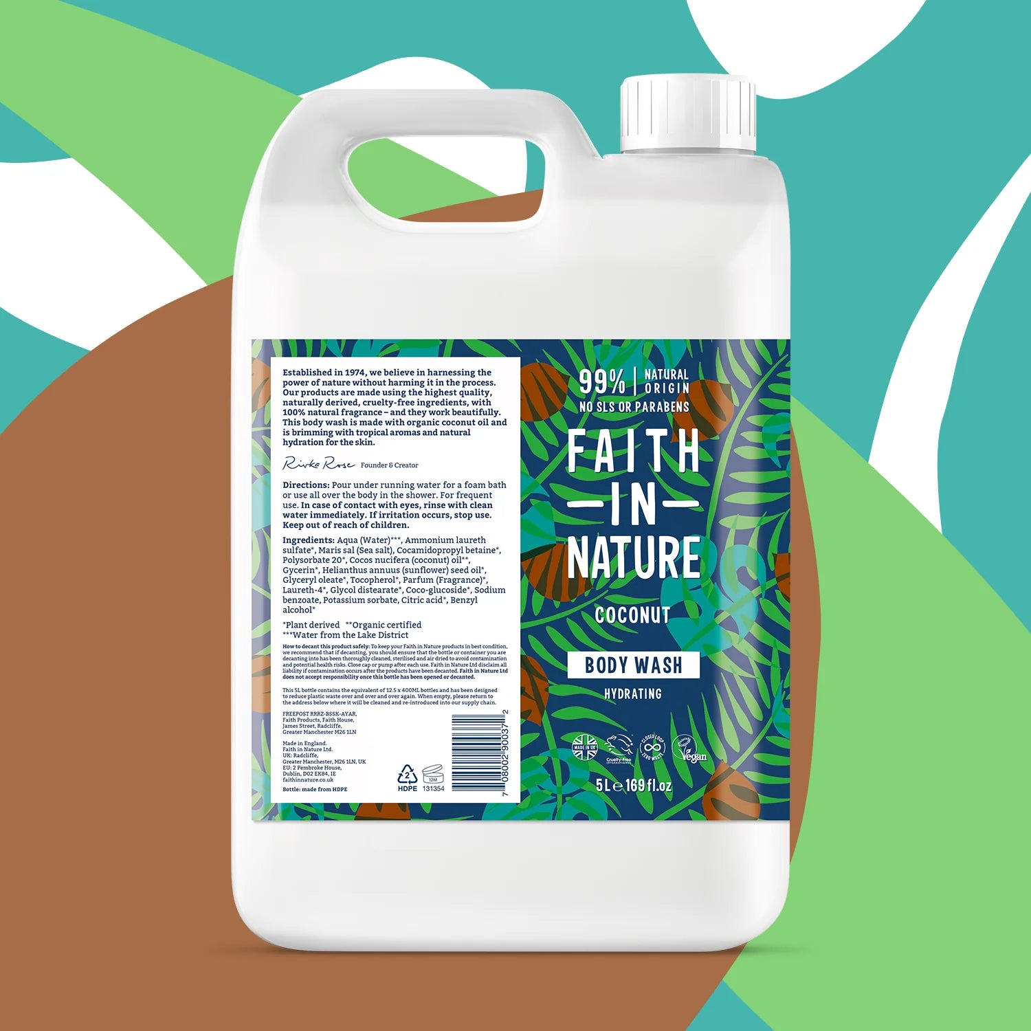 Faith In Nature Coconut Body Wash Refill 5L - Natural & Hydrating Coconut Body Wash for Dry Skin - Perfect for Shower, Bath & Spa Day at Home