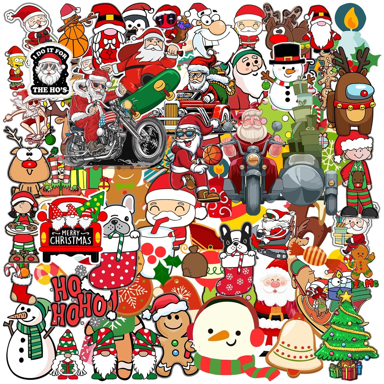 100 Pcs Cute Merry Christmas Stickers for Kids - Funny Holiday Stickers for Water Bottles, Gifts & Xmas Party Decorations - Perfect for DIY Crafts, Scrapbooking & Christmas Gift Wrapping